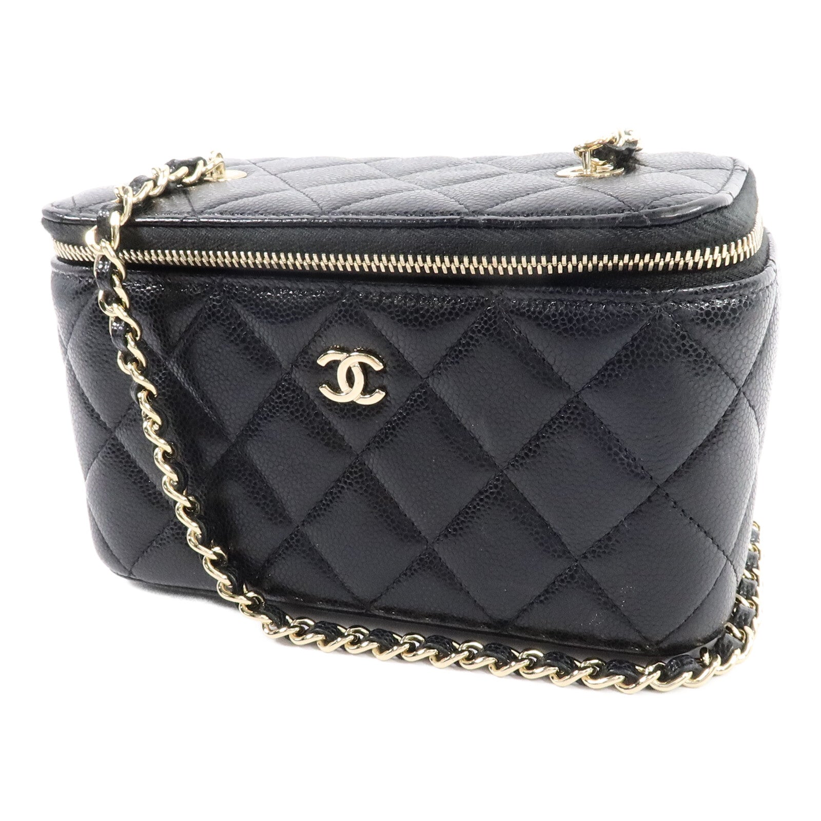 CHANEL 牛皮皮革Vanity Case鏈帶肩背袋