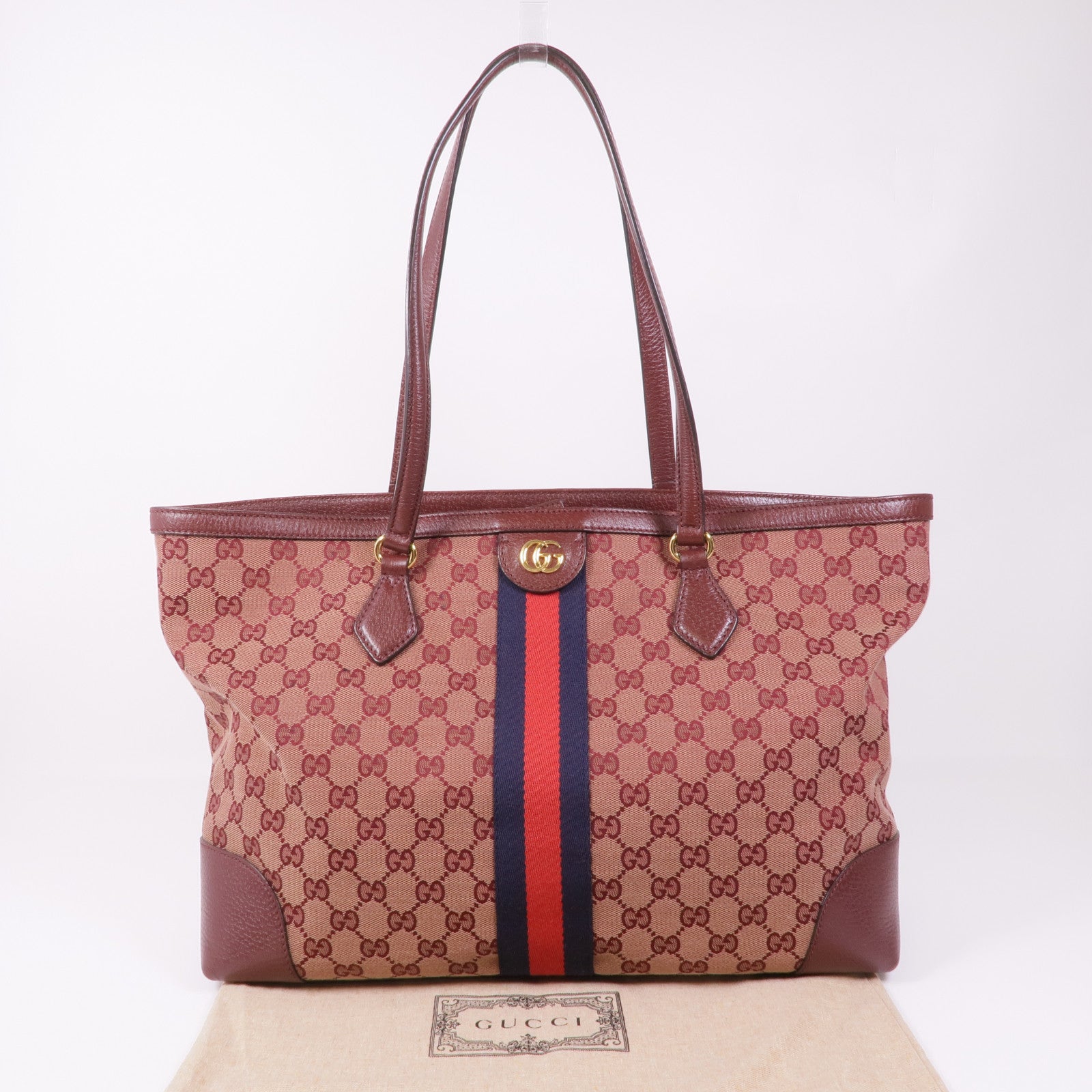 GUCCI 帆布Shoulder Tote金扣肩背袋/手挽袋