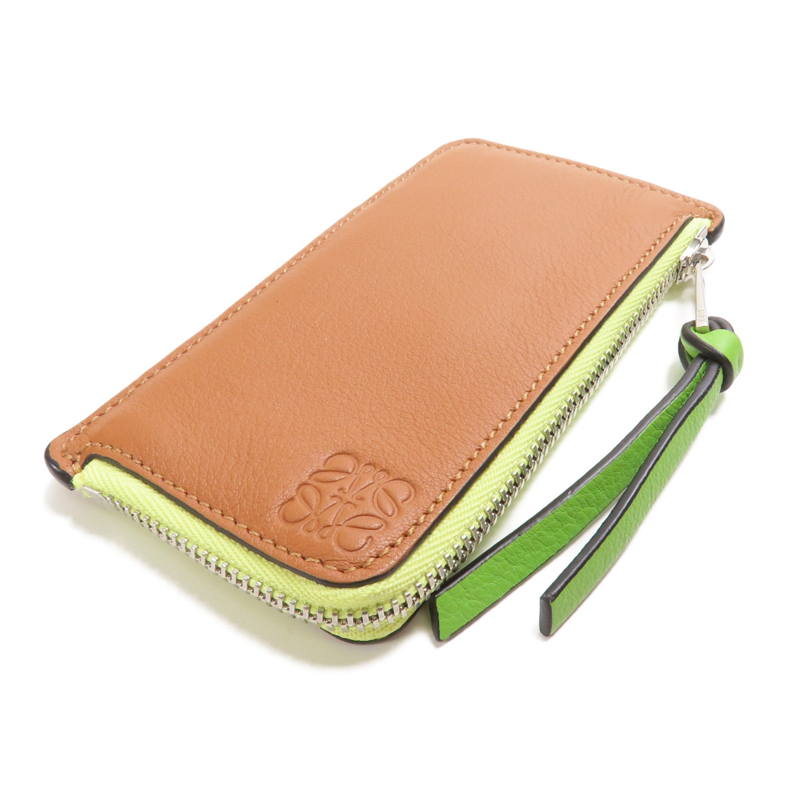 LOEWE 牛皮皮革Card Case銀扣卡片套