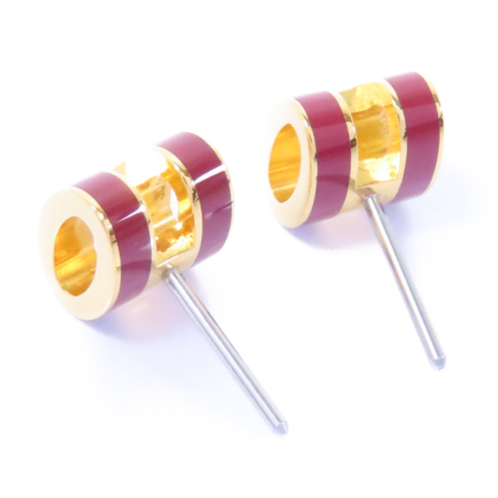 HERMES 金屬Mini Pop H Earrings耳環紅色/金色
