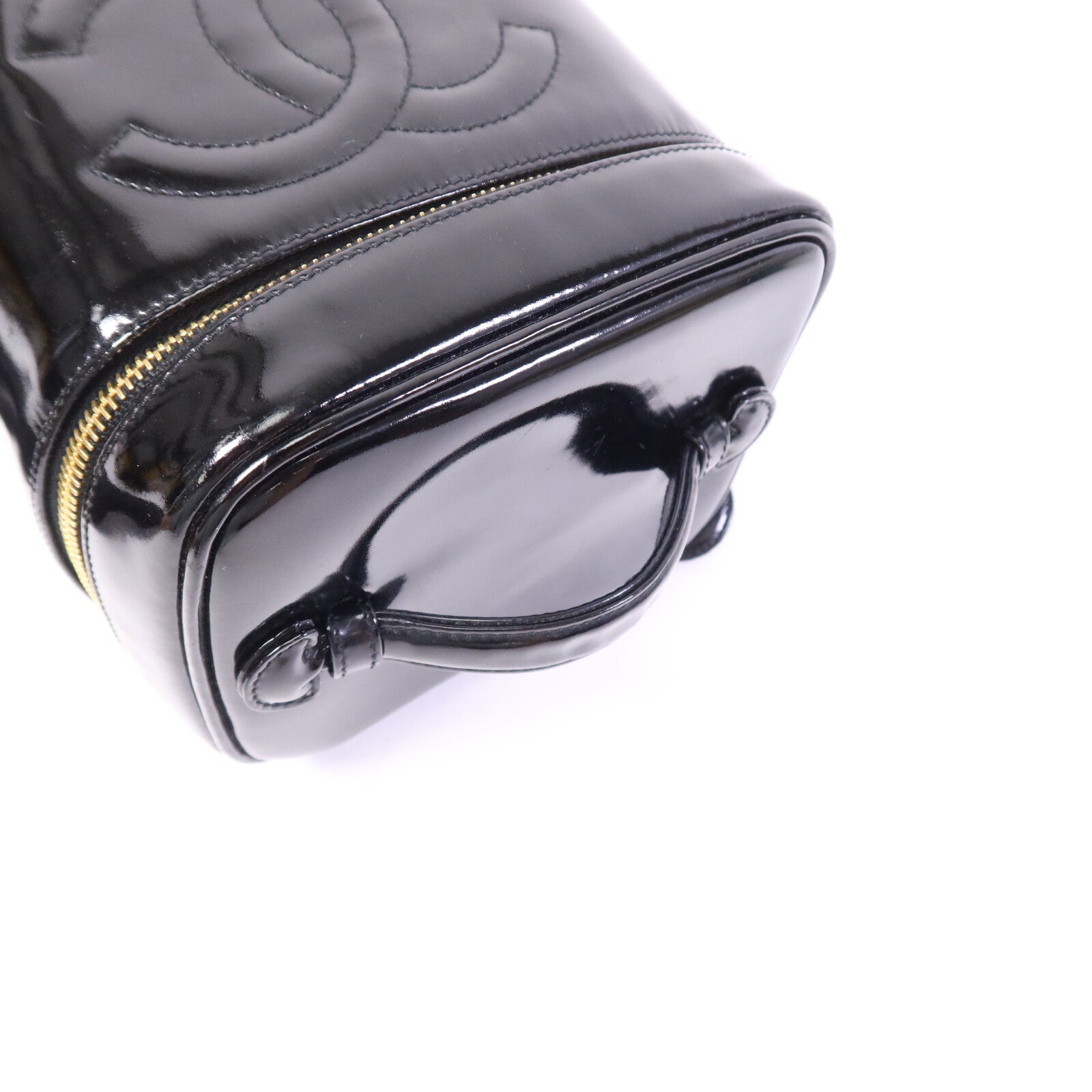CHANEL 漆皮皮革 Vintage Vanity Case金扣手挽袋