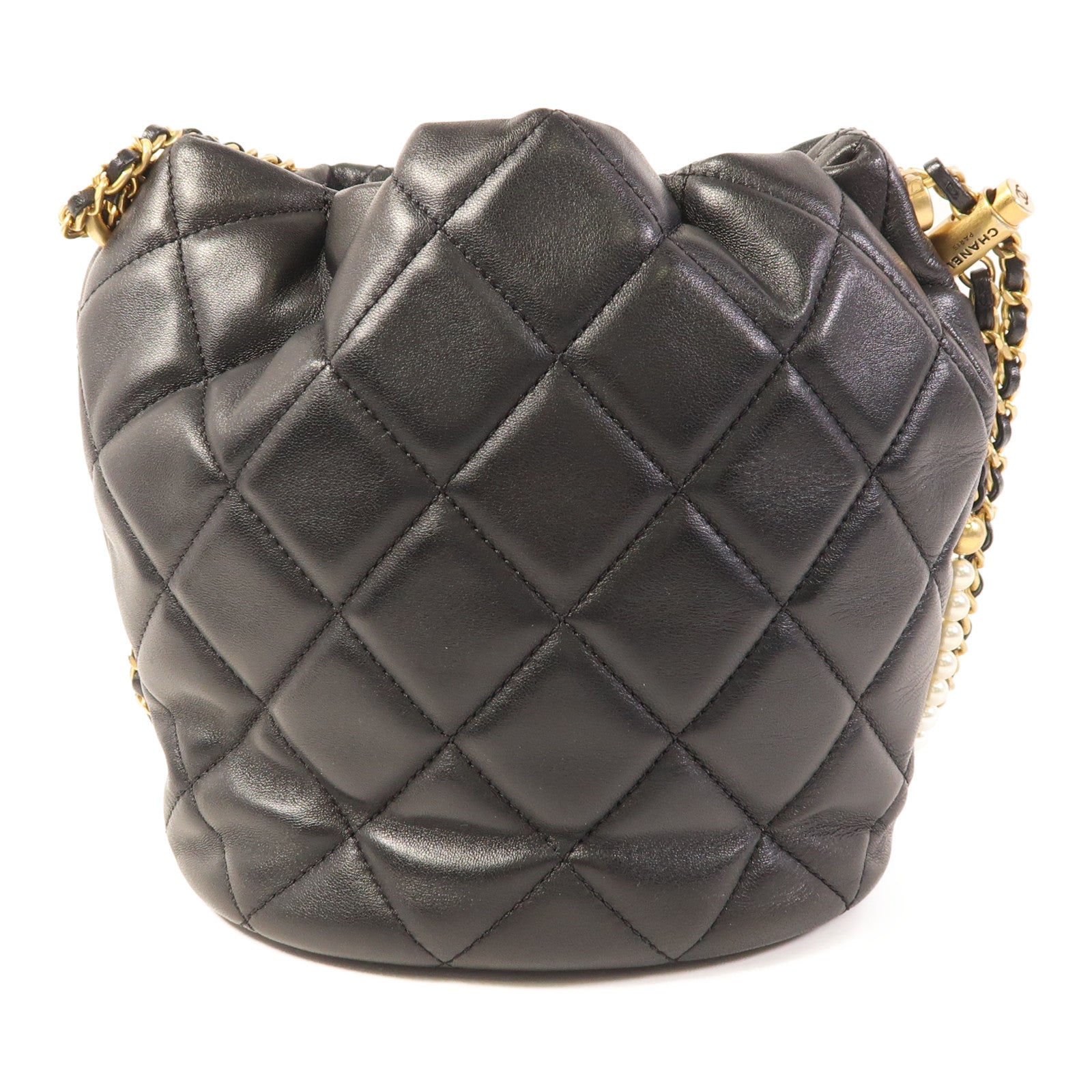 CHANEL 羊皮皮革Bucket Bag金扣鏈帶肩背袋