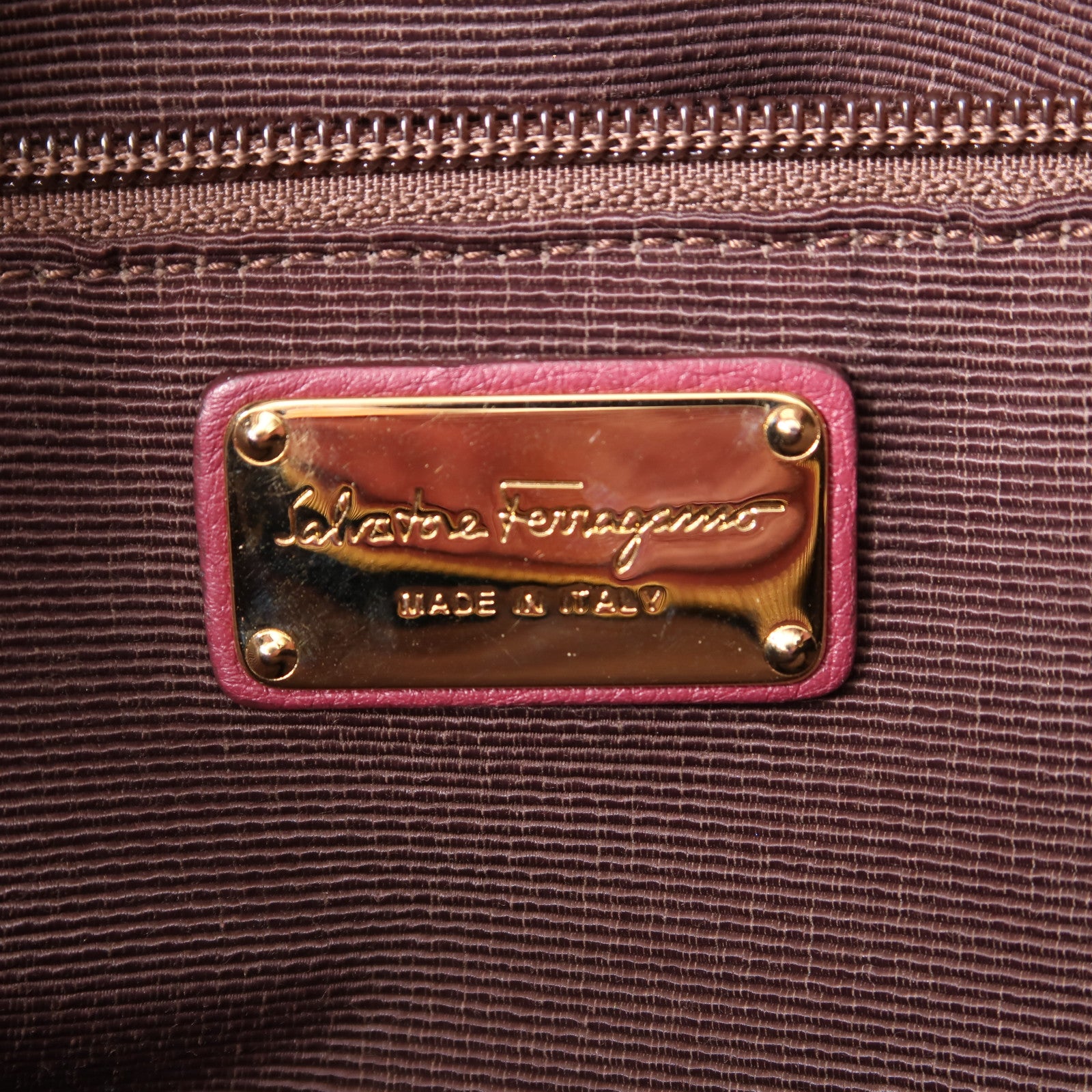 SALVATORE FERRAGAMO GHW 2 Way Shoulder Hand Bag Calfskin Leather Red