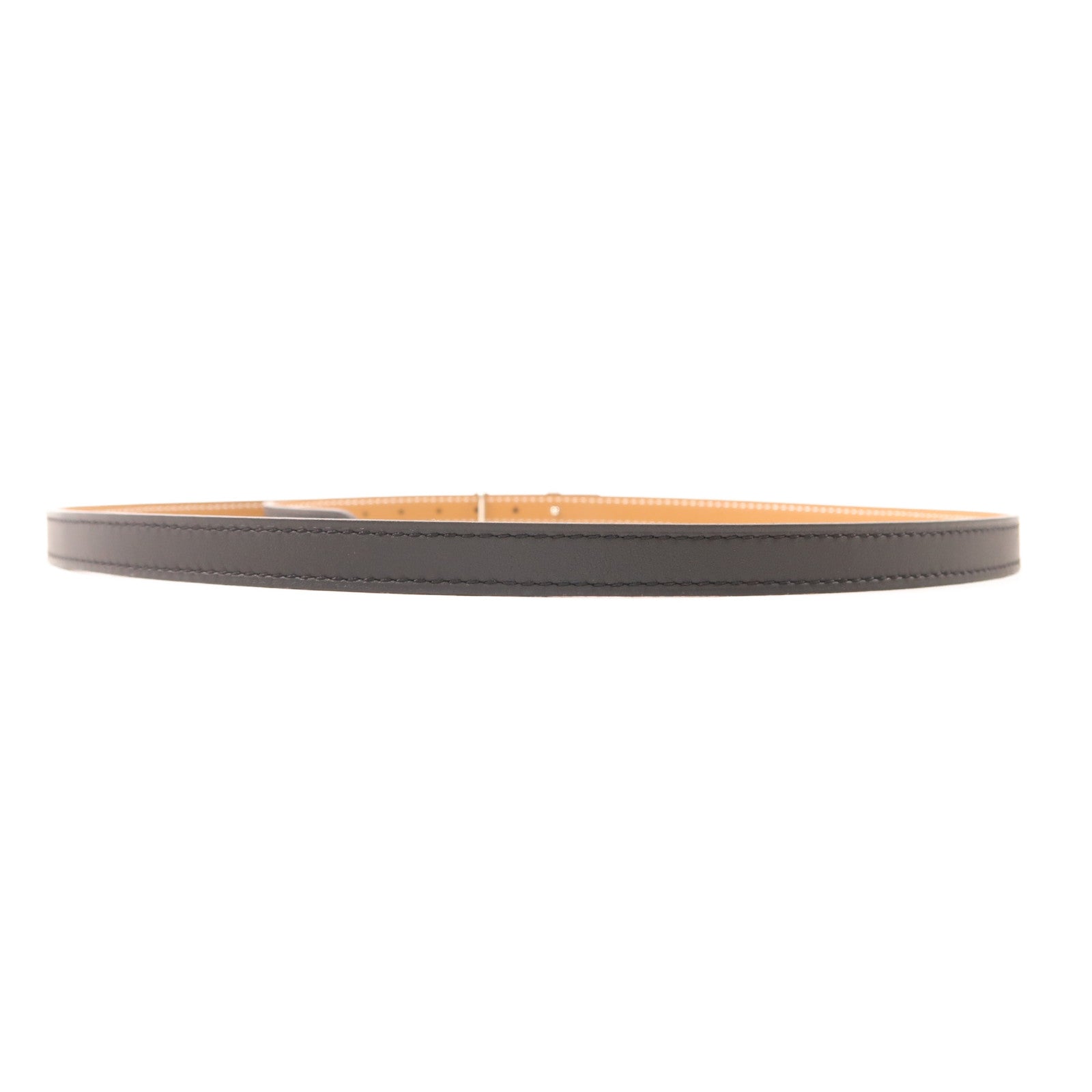 HERMES 皮革Focus Belt銀扣皮帶Noir/Gold