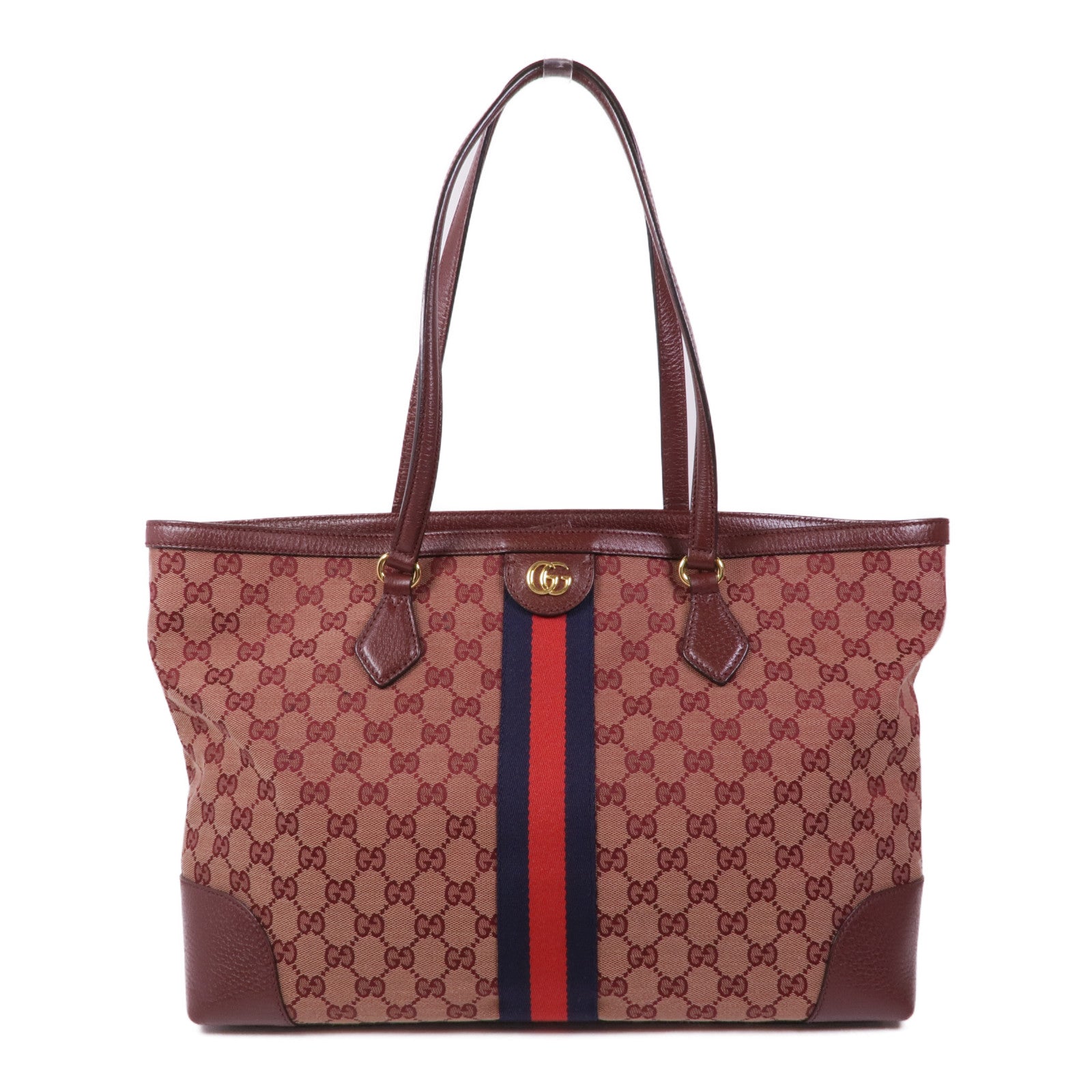 GUCCI 帆布Shoulder Tote金扣肩背袋/手挽袋