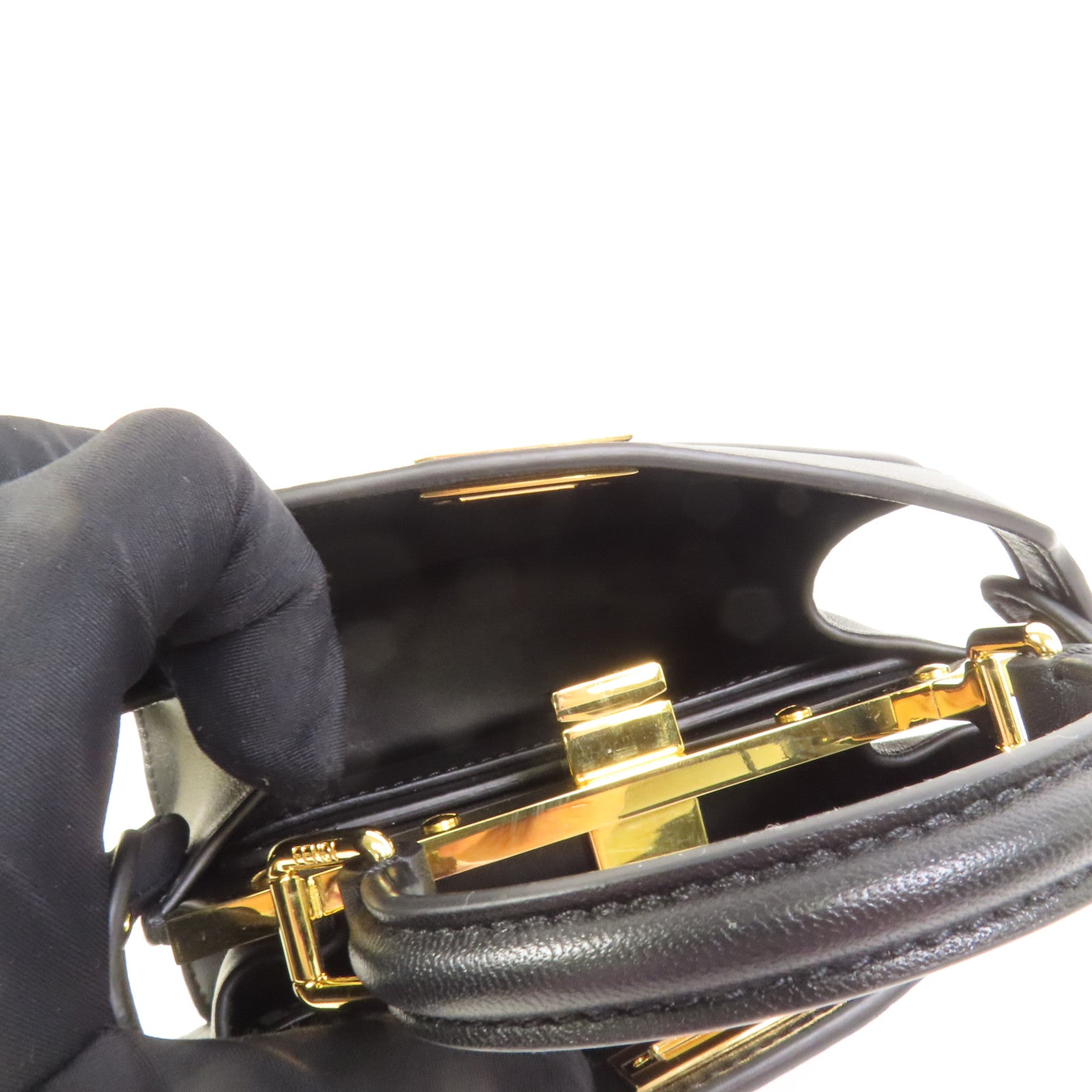 FENDI 牛皮皮革Iconic Peekaboo Micro手挽肩背兩用袋