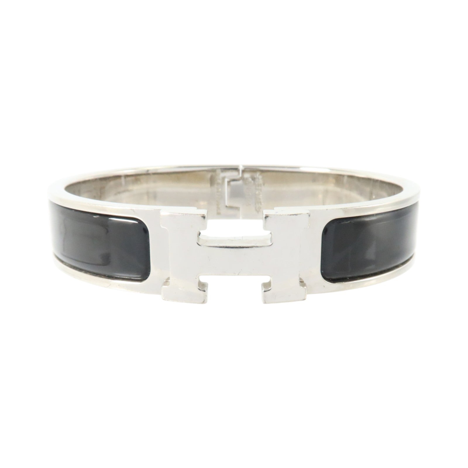 HERMES 金屬/琺瑯Clic H Bracelet銀扣手鏈
