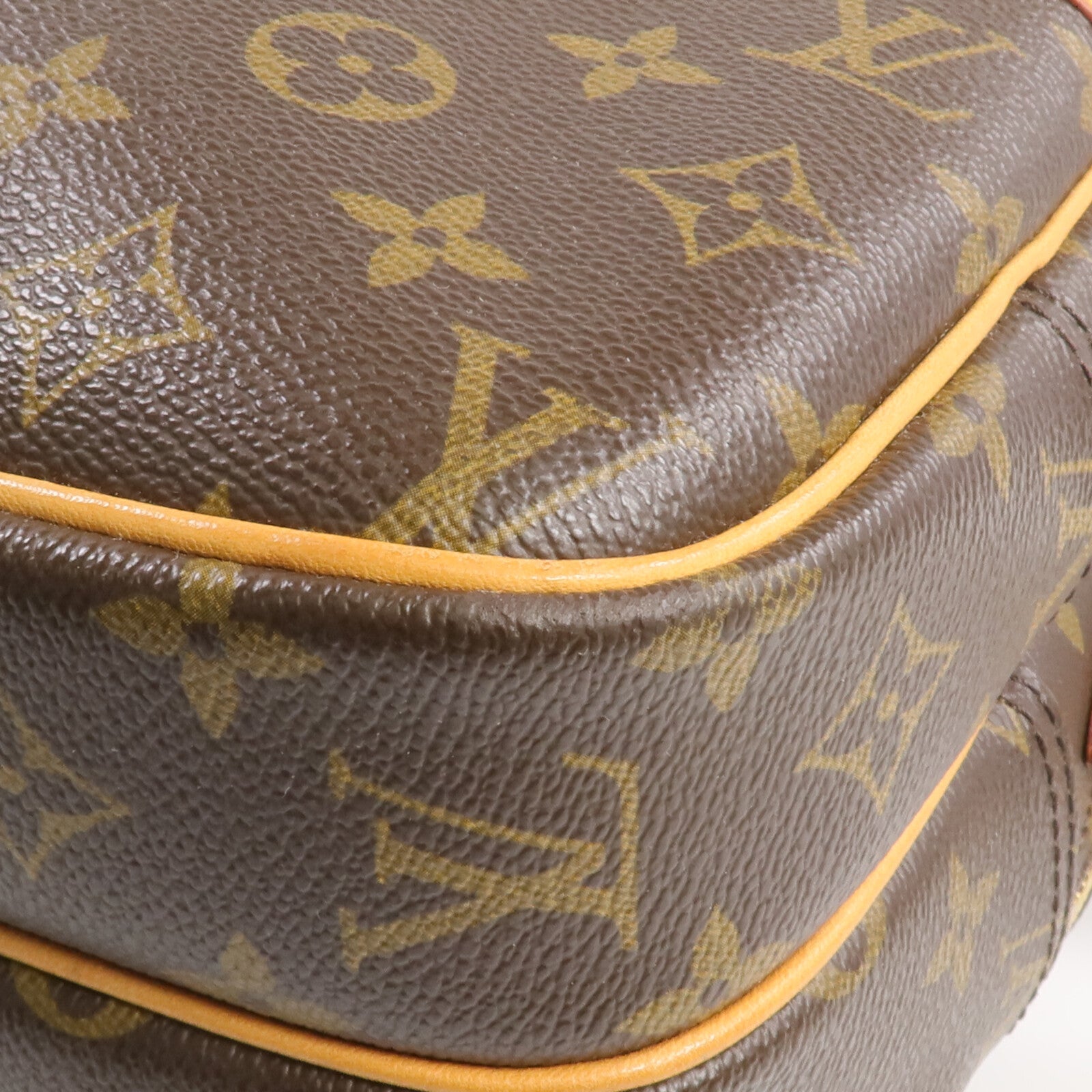 LOUIS VUITTON Monogram Reporter PM金扣肩背袋棕色