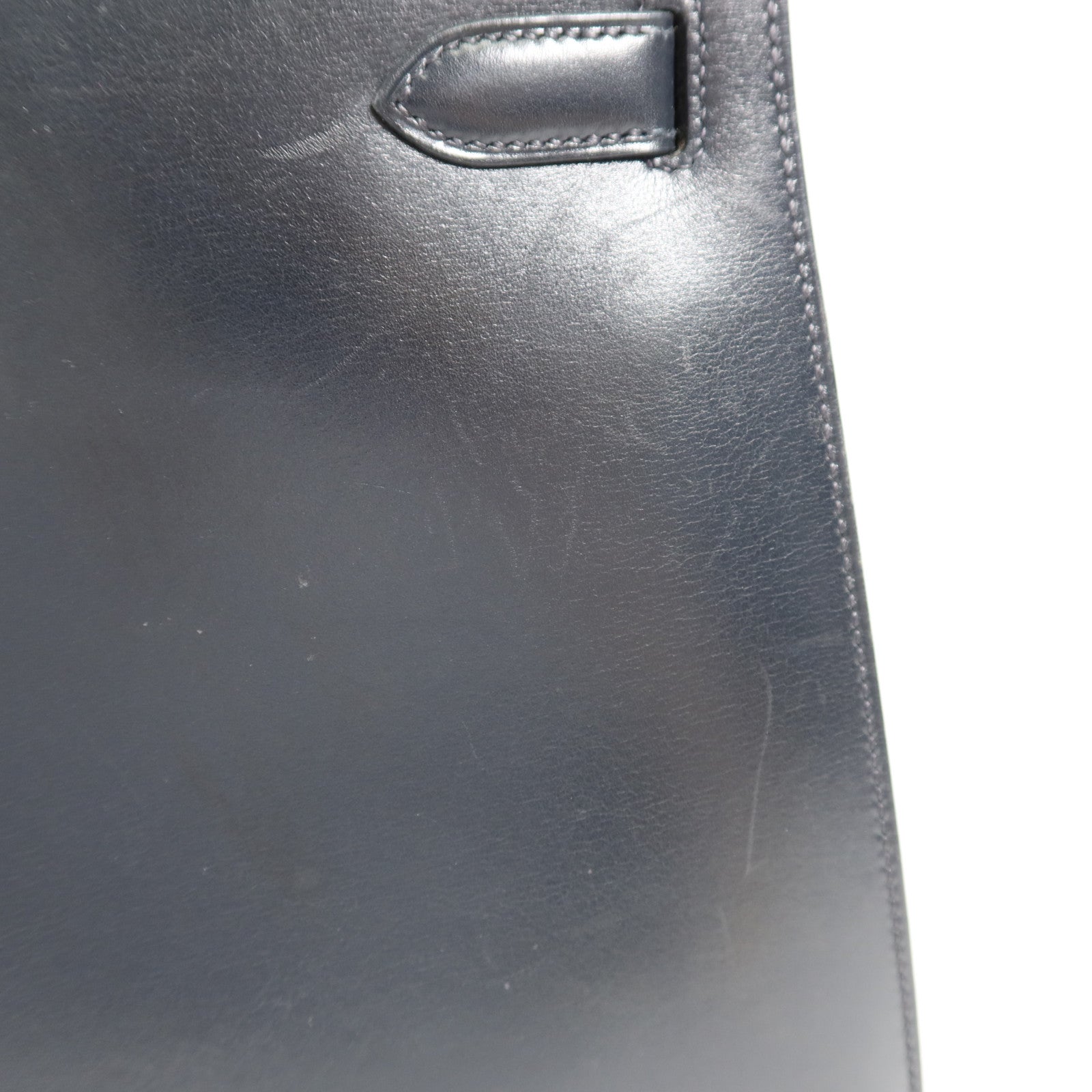 HERMES Box Calf皮革Kelly 32金扣手挽袋Noir