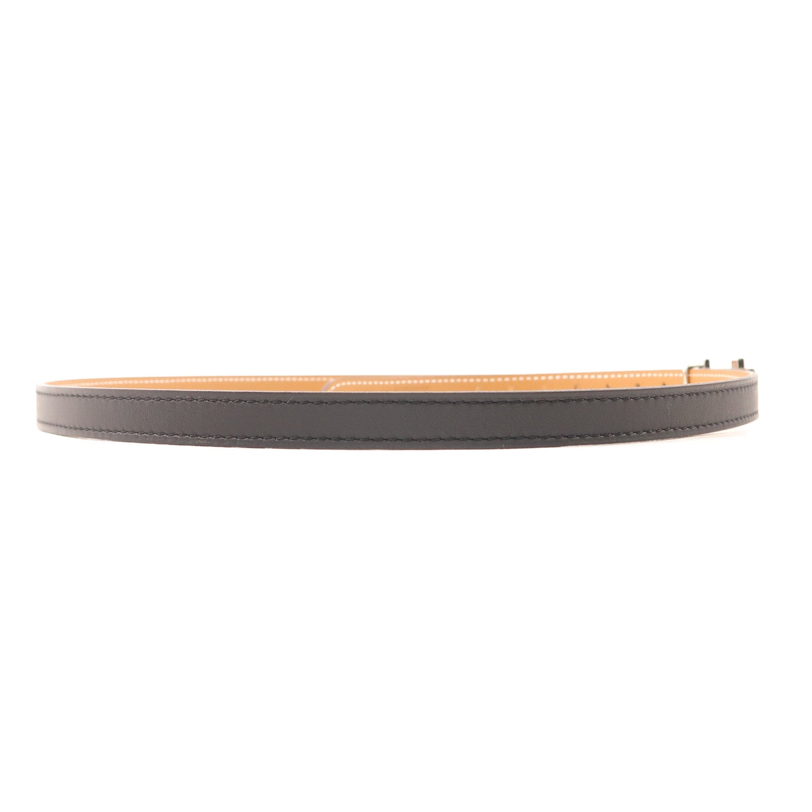 HERMES 皮革Focus Belt銀扣皮帶Noir/Gold