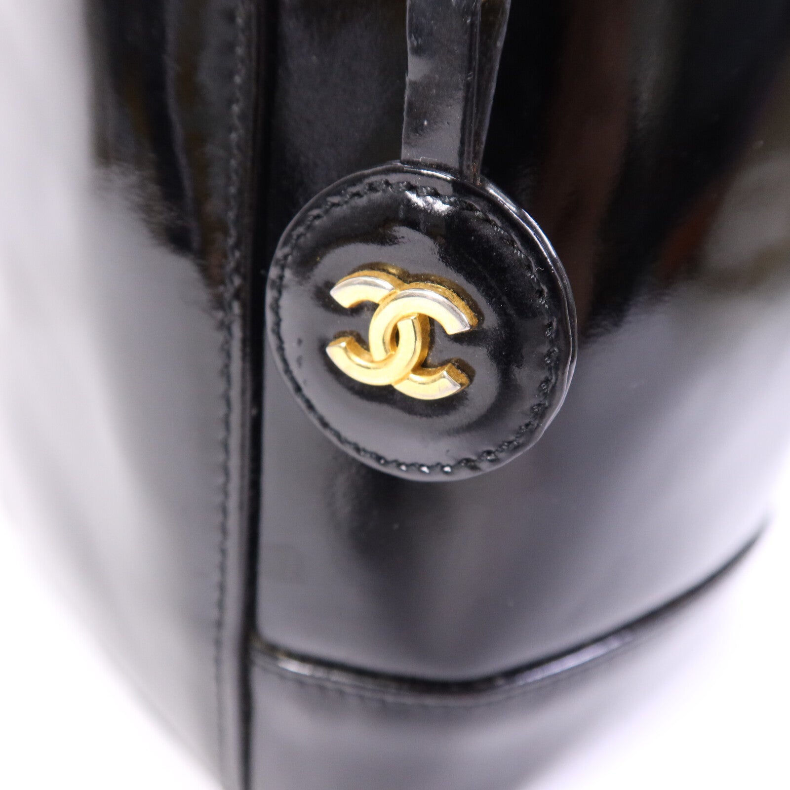 CHANEL 漆皮皮革 Vintage Vanity Case金扣手挽袋