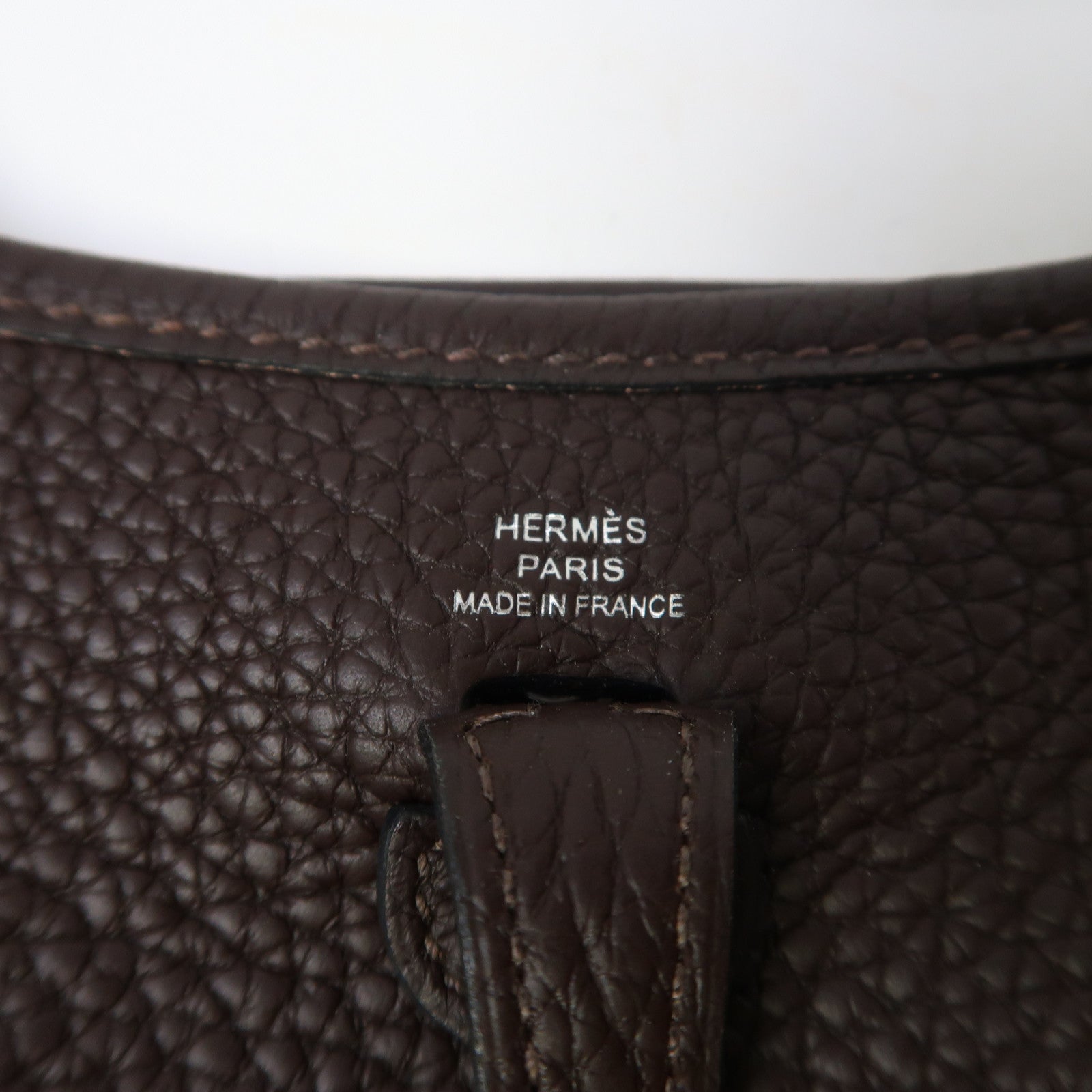 HERMES Clemence皮革Evelyne TPM銀扣肩背袋馬鞍紅色