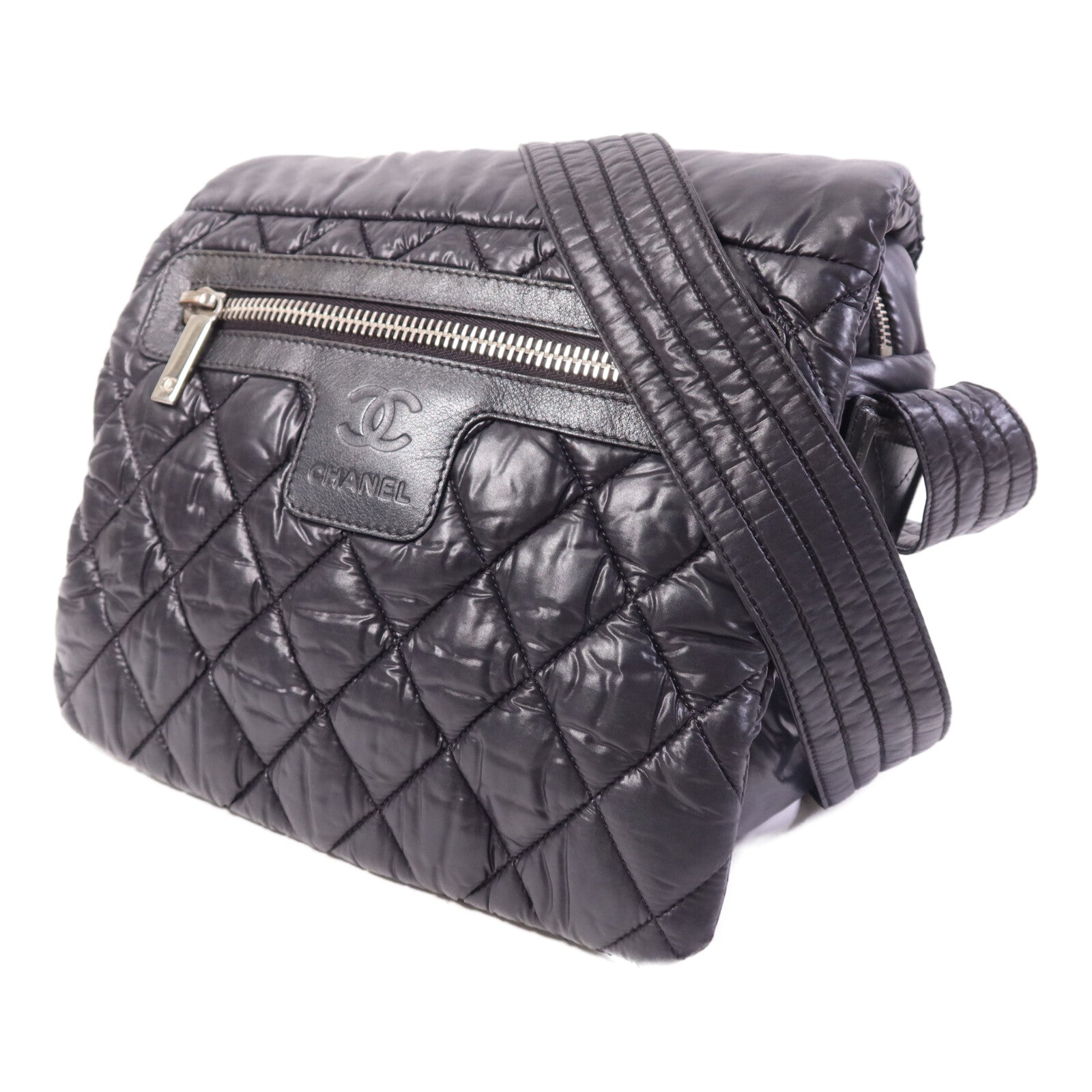 CHANEL 尼龍Coco Cocoon銀扣肩背袋