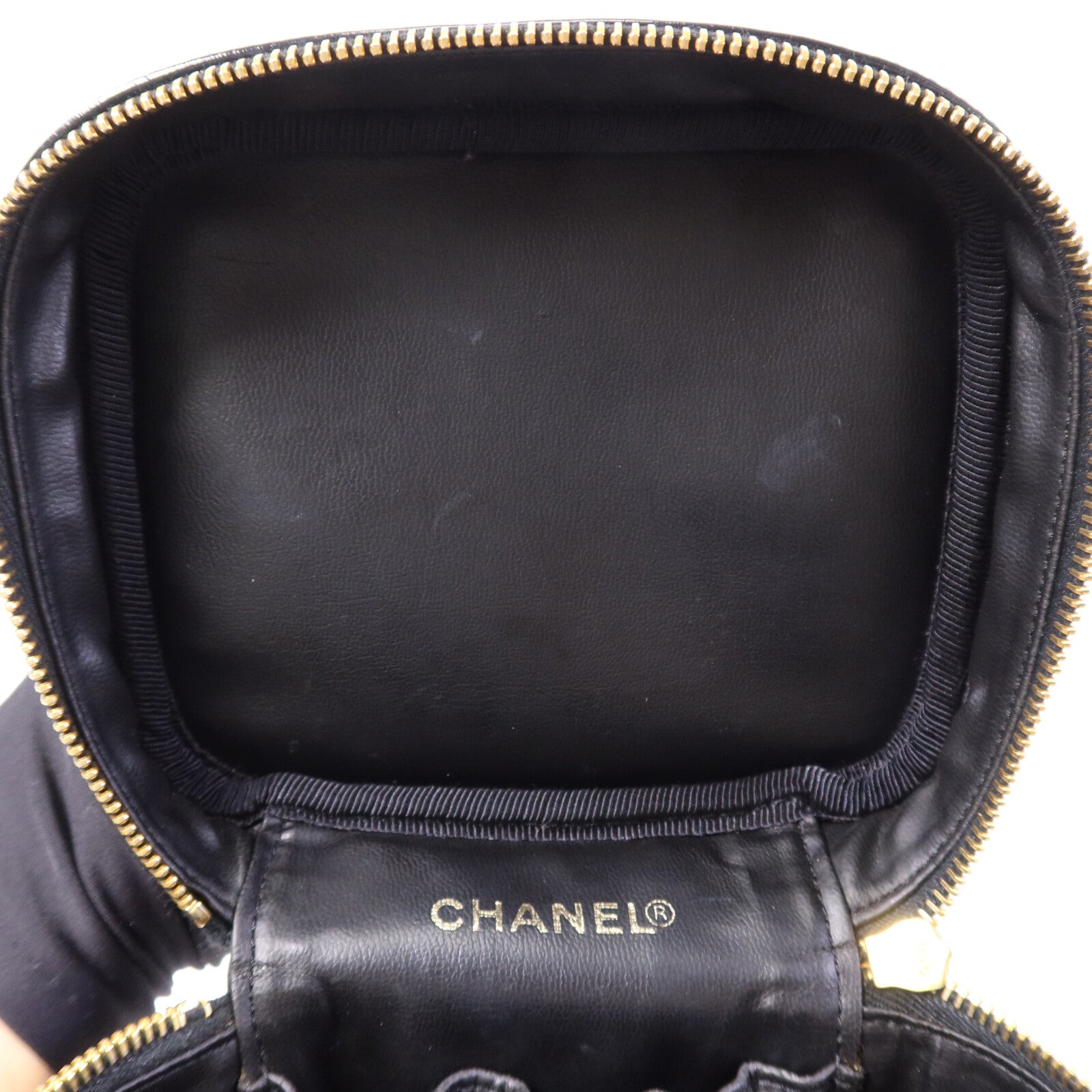 CHANEL 漆皮皮革 Vintage Vanity Case金扣手挽袋