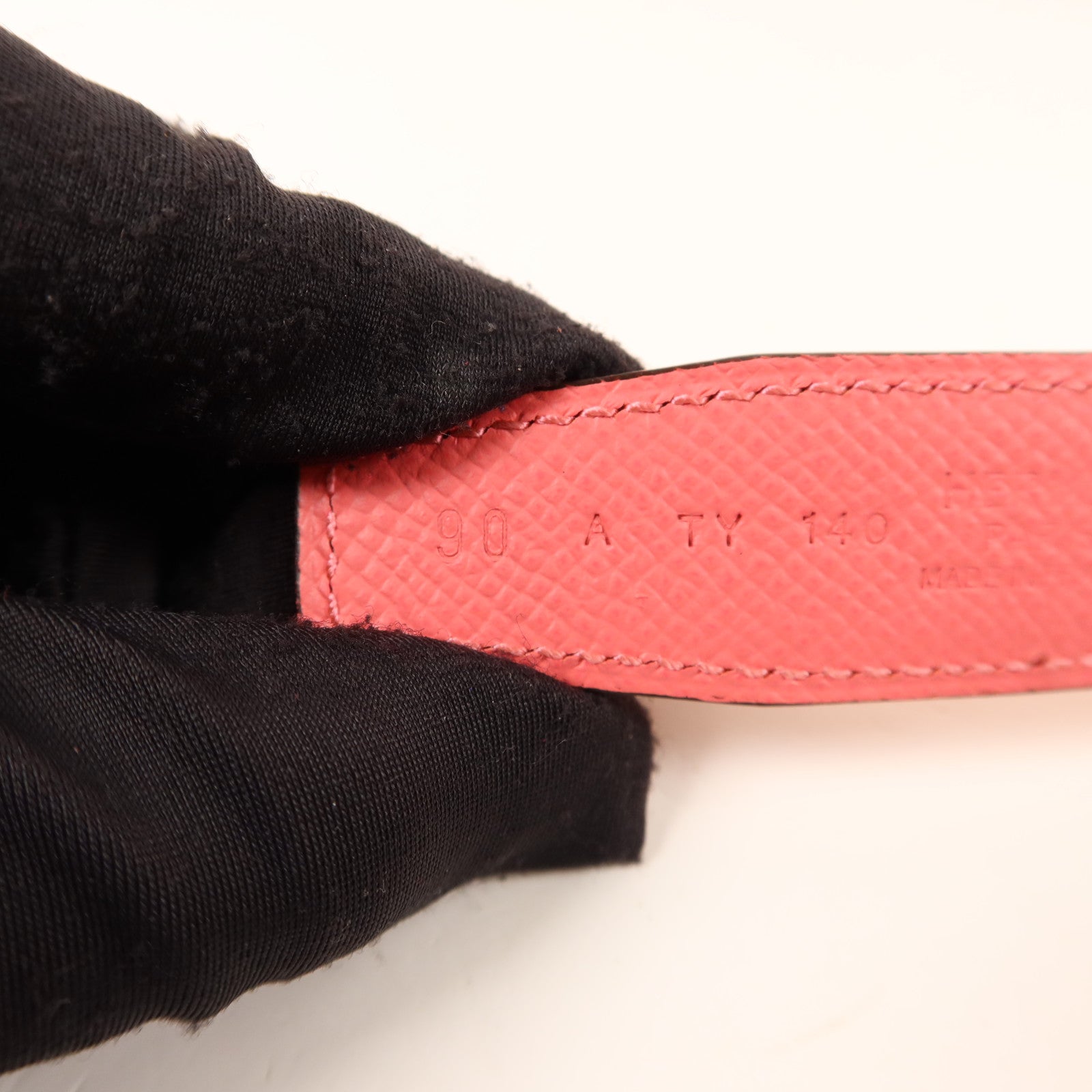 HERMES Epsom皮革Belt金扣皮帶Rose Azalee