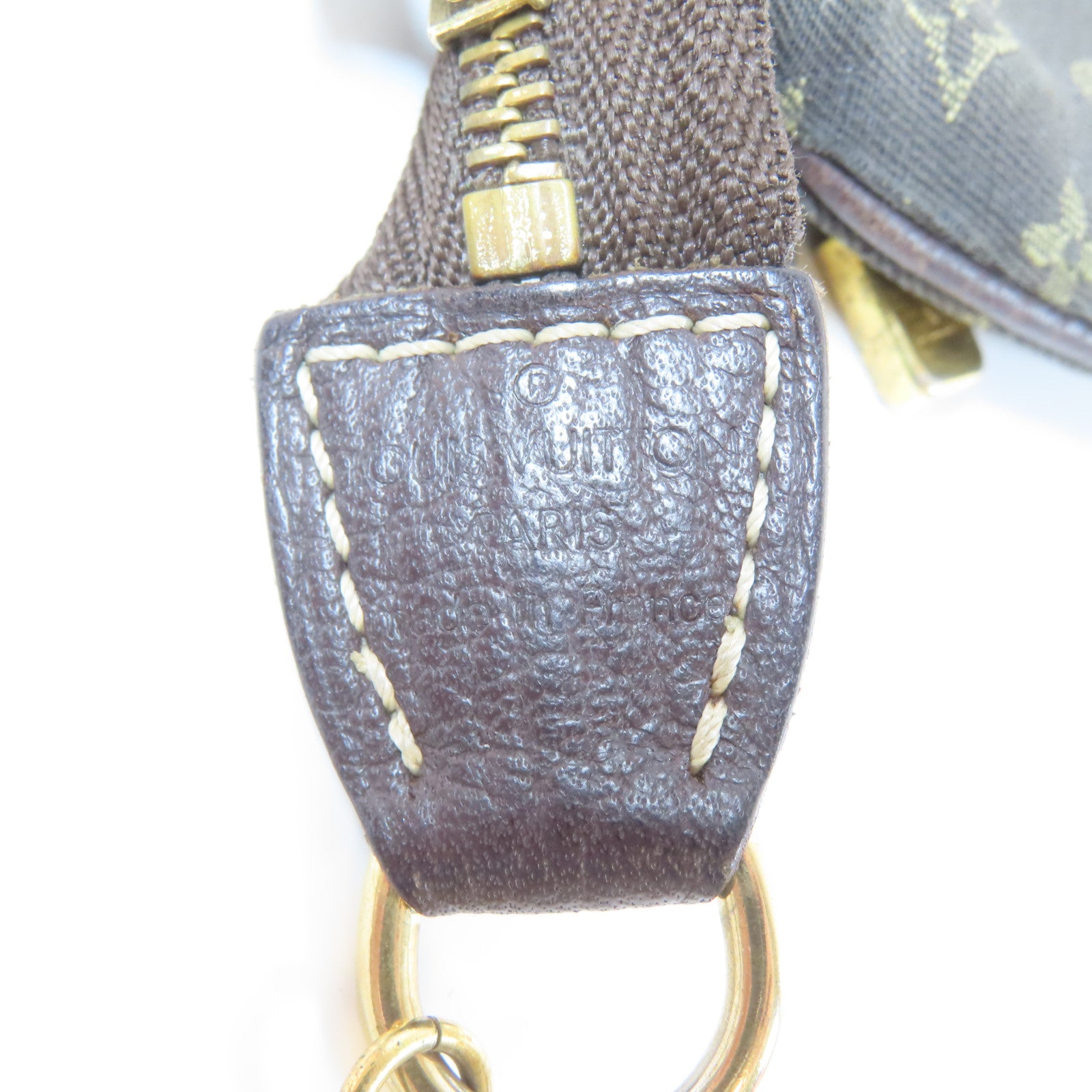 LOUIS VUITTON Monogram Mini Lin Mini Pochette Accessoires金扣手拿包啡色