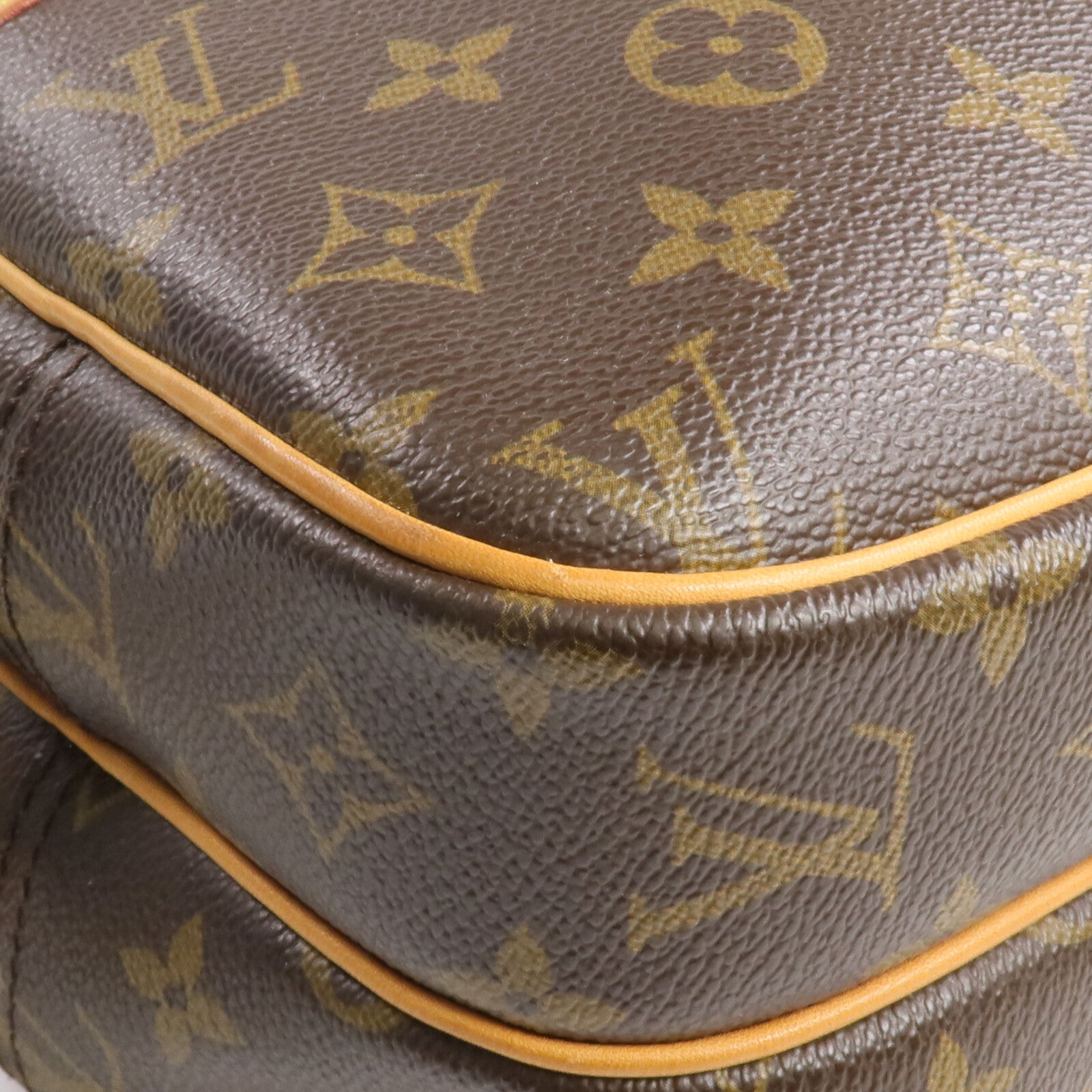 LOUIS VUITTON Monogram Reporter PM金扣肩背袋棕色