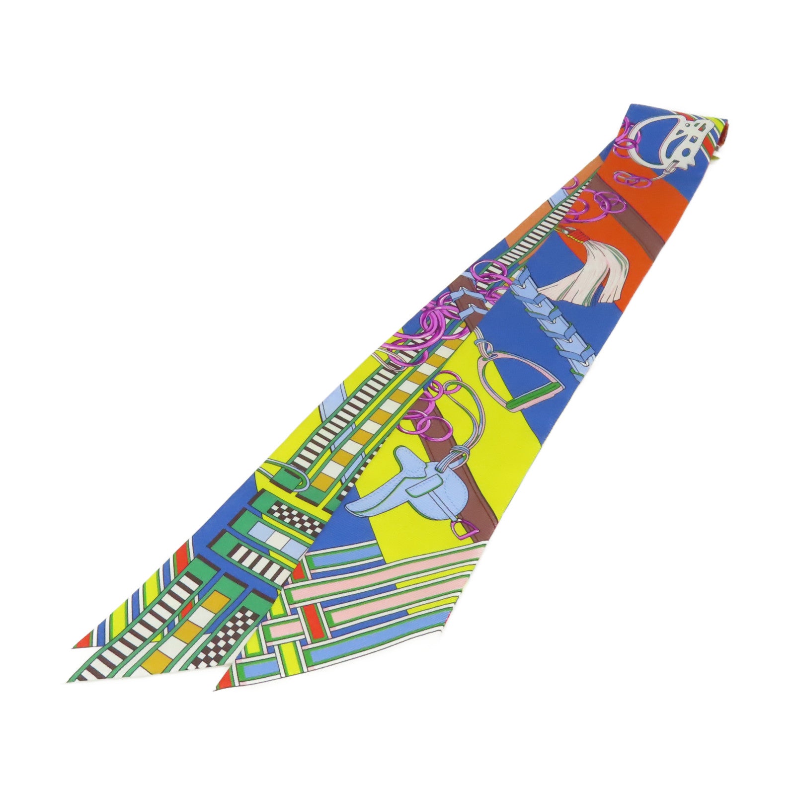 HERMES 【激減優惠】絲質Twilly Scarf絲巾藍色/黃色/彩色