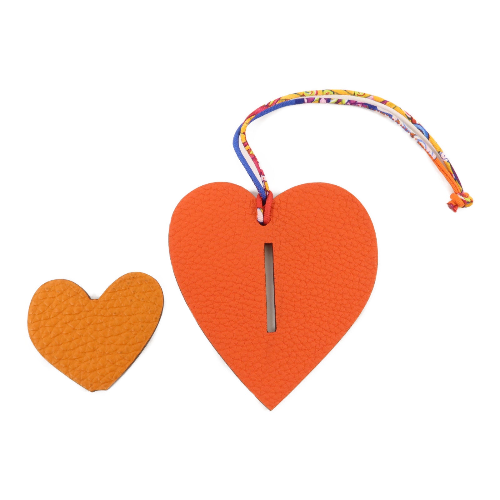 HERMES Epsom皮革/Clemence皮革Petit H Heart Charm掛飾Ebene/Rouge Pivoine/Abricot/Bleu Electrique