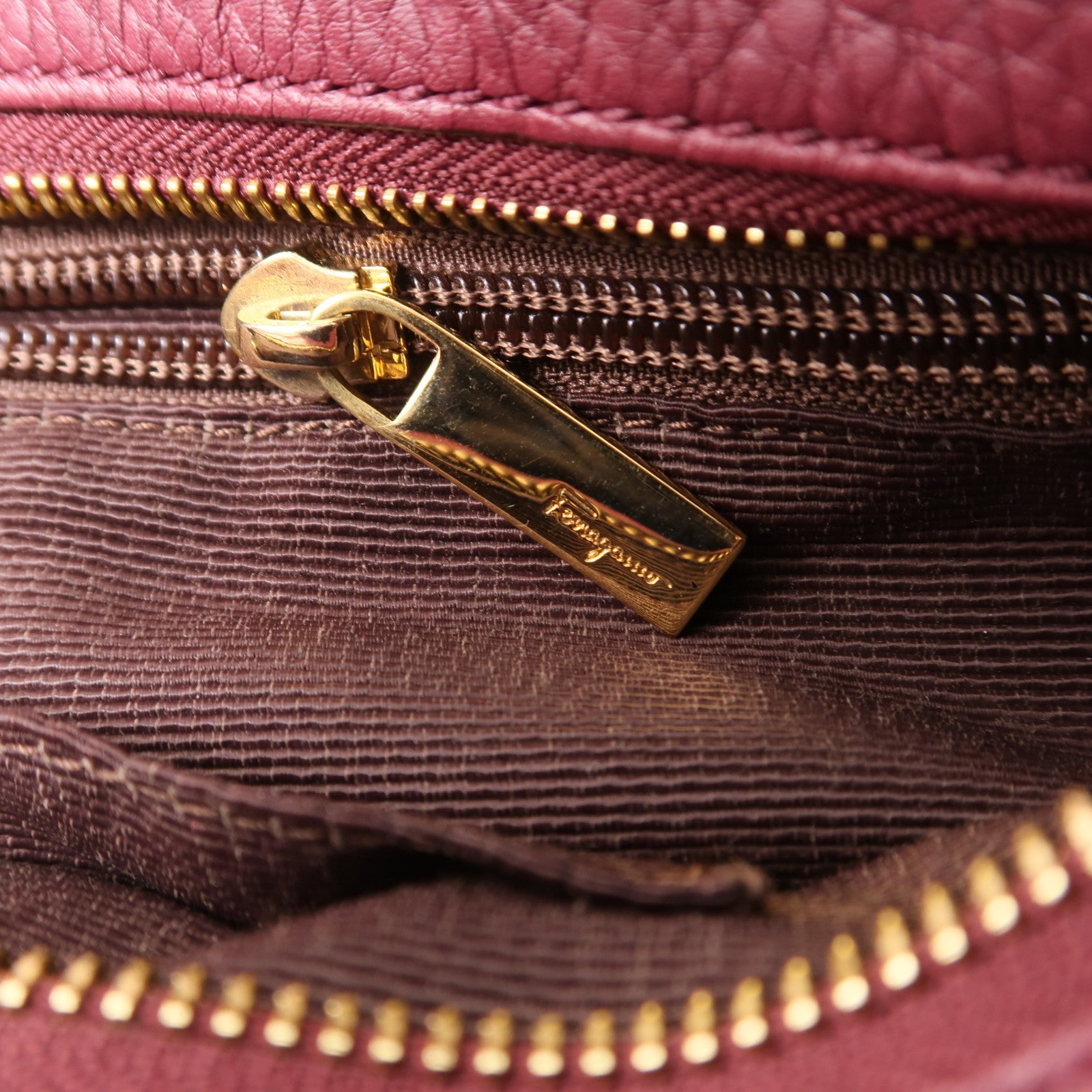 SALVATORE FERRAGAMO GHW 2 Way Shoulder Hand Bag Calfskin Leather Red