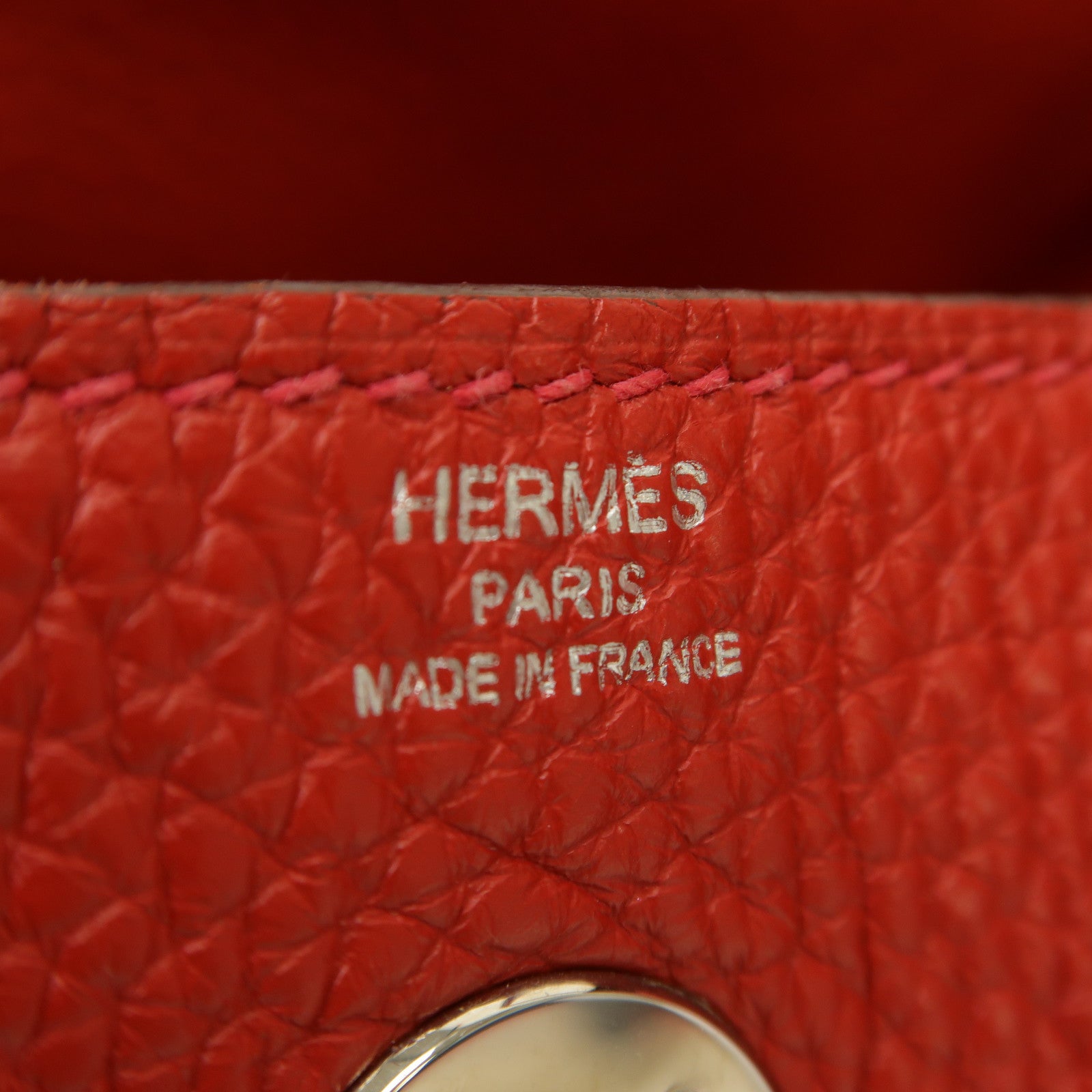 HERMES Clemence皮革Lindy 26銀扣手挽肩背兩用袋Rouge Casaque/法拉利紅色