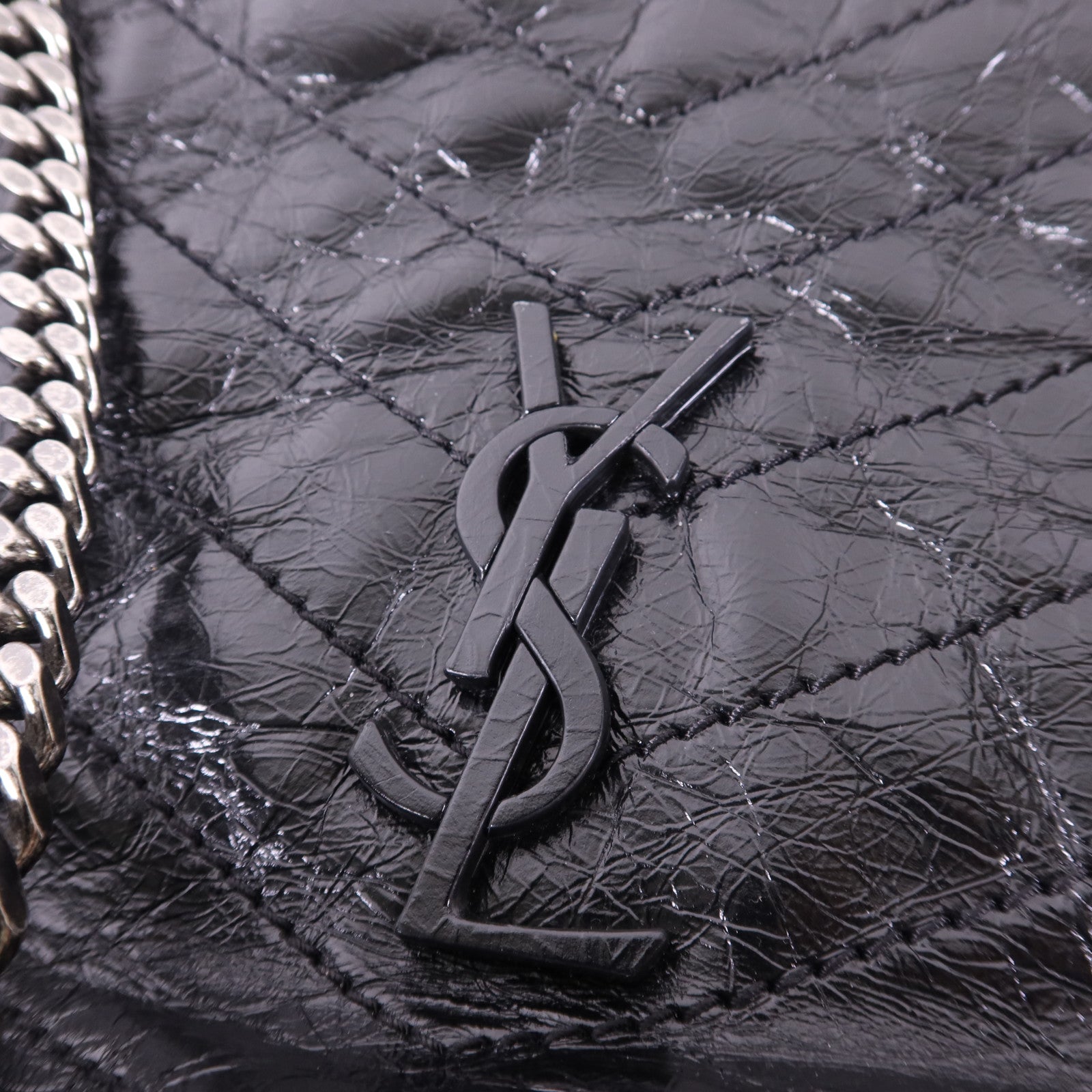YVES SAINT LAURENT 牛皮皮革Niki Medium Tote Bag銀扣鏈帶肩背袋