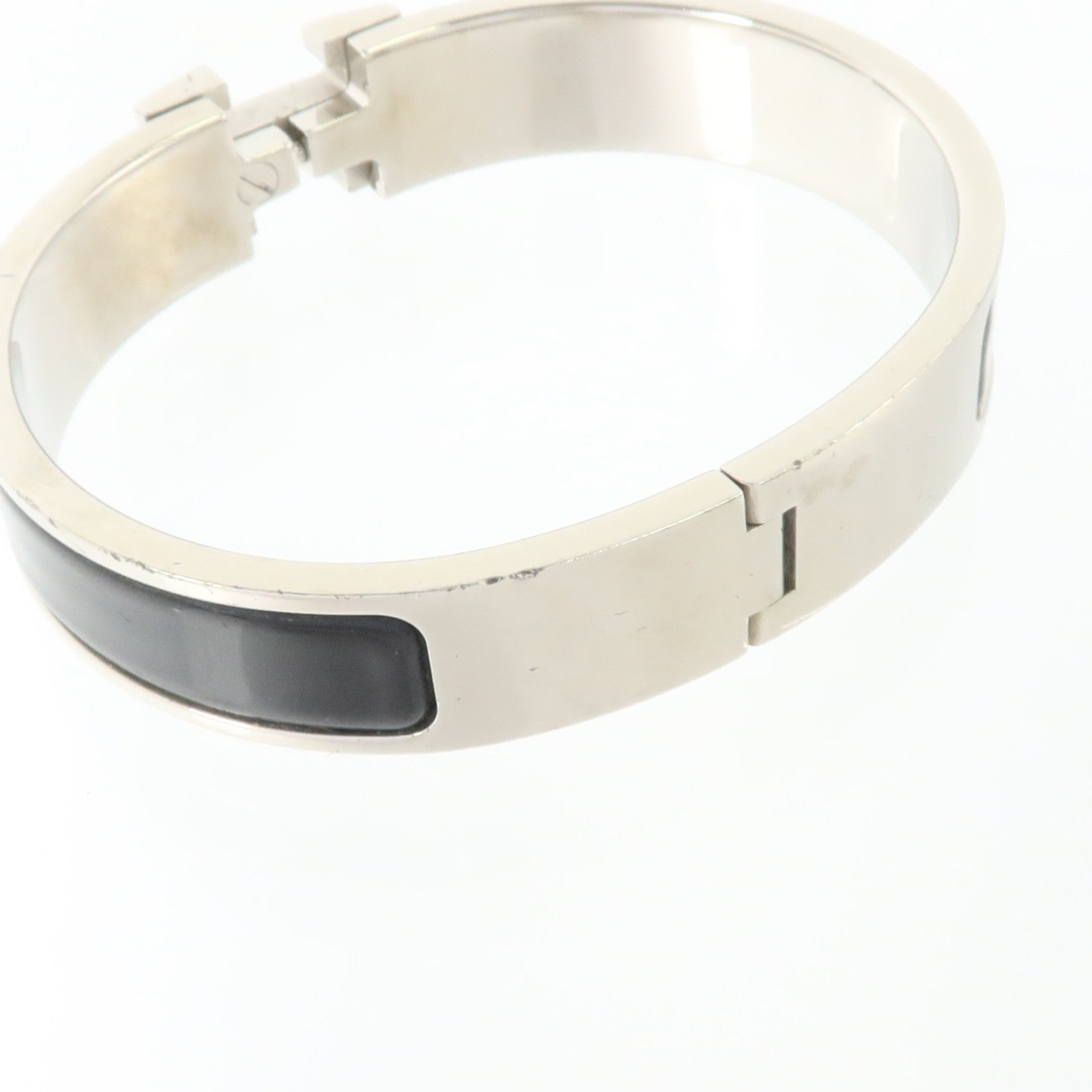 HERMES 金屬/琺瑯Clic H Bracelet銀扣手鏈