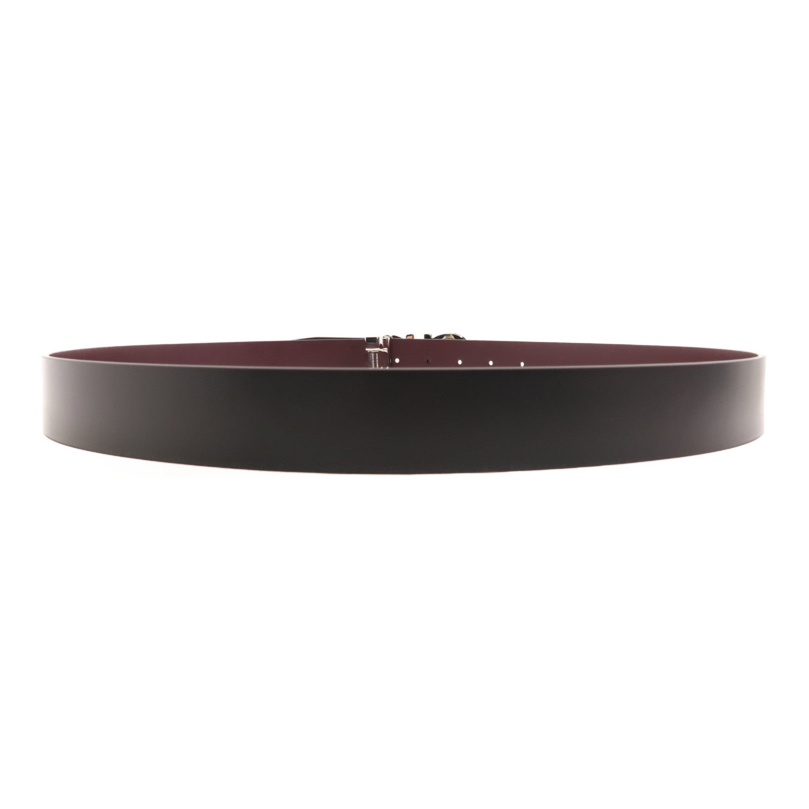 Salvatore Ferragamo 皮革Belt銀扣皮帶黑色/啡色