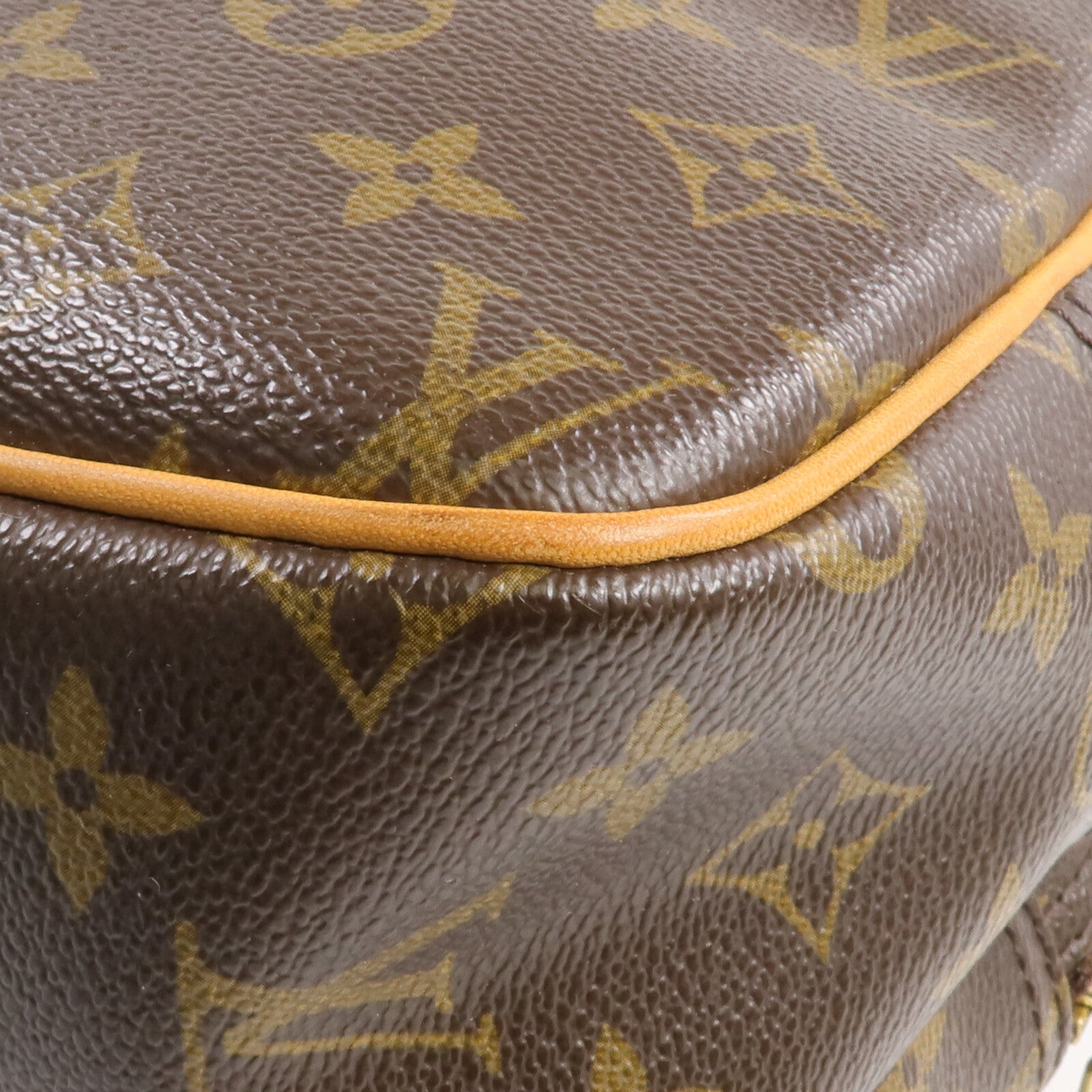 LOUIS VUITTON Monogram Reporter PM金扣肩背袋棕色