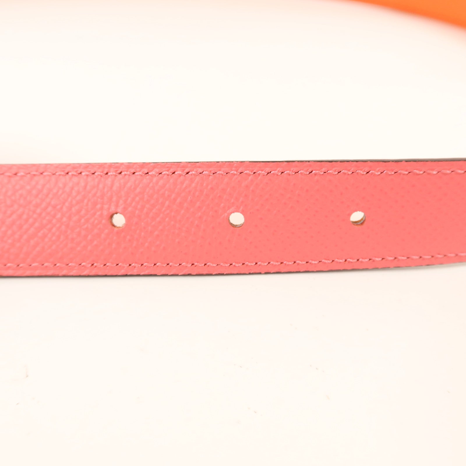 HERMES Epsom皮革Belt金扣皮帶Rose Azalee
