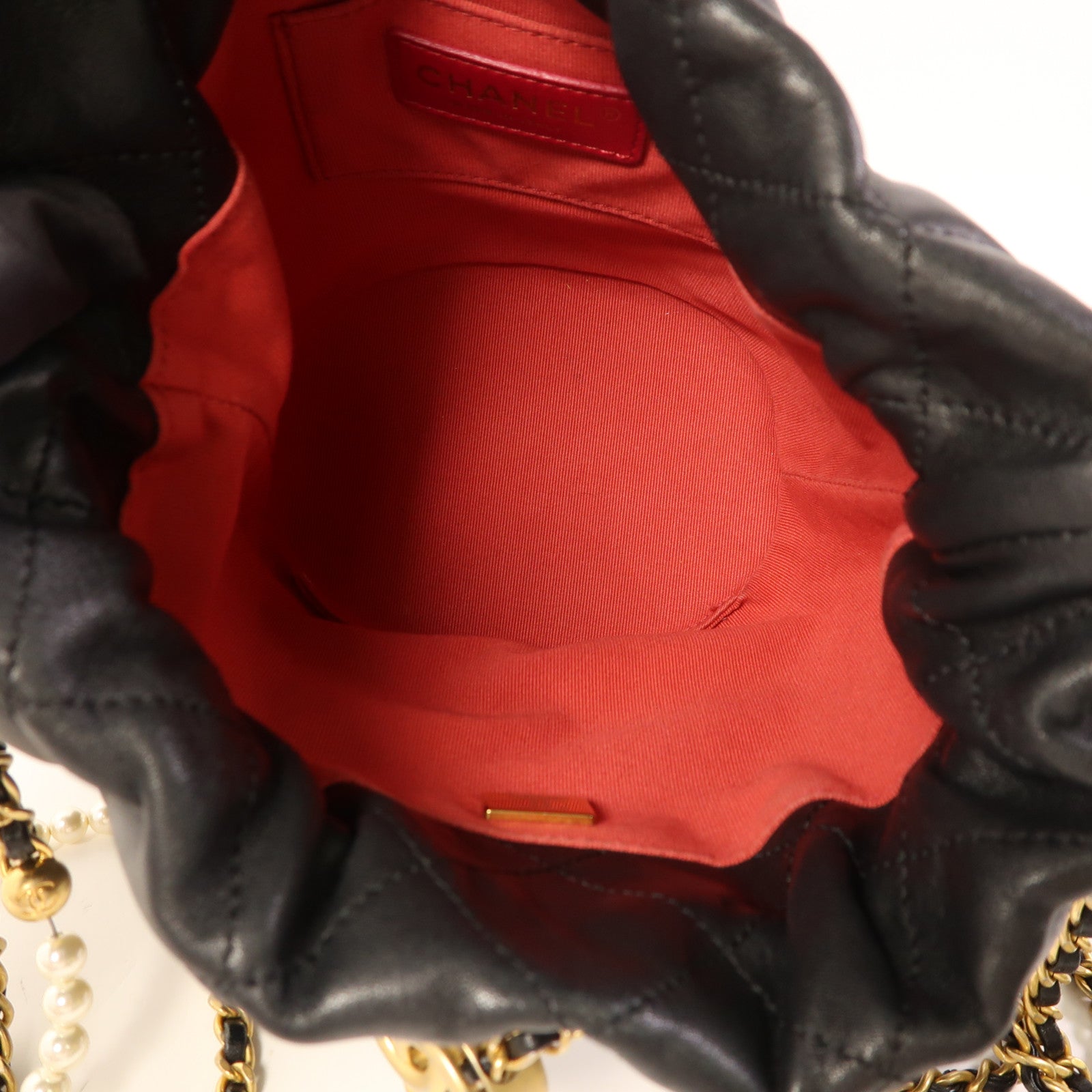 CHANEL 羊皮皮革Bucket Bag金扣鏈帶肩背袋