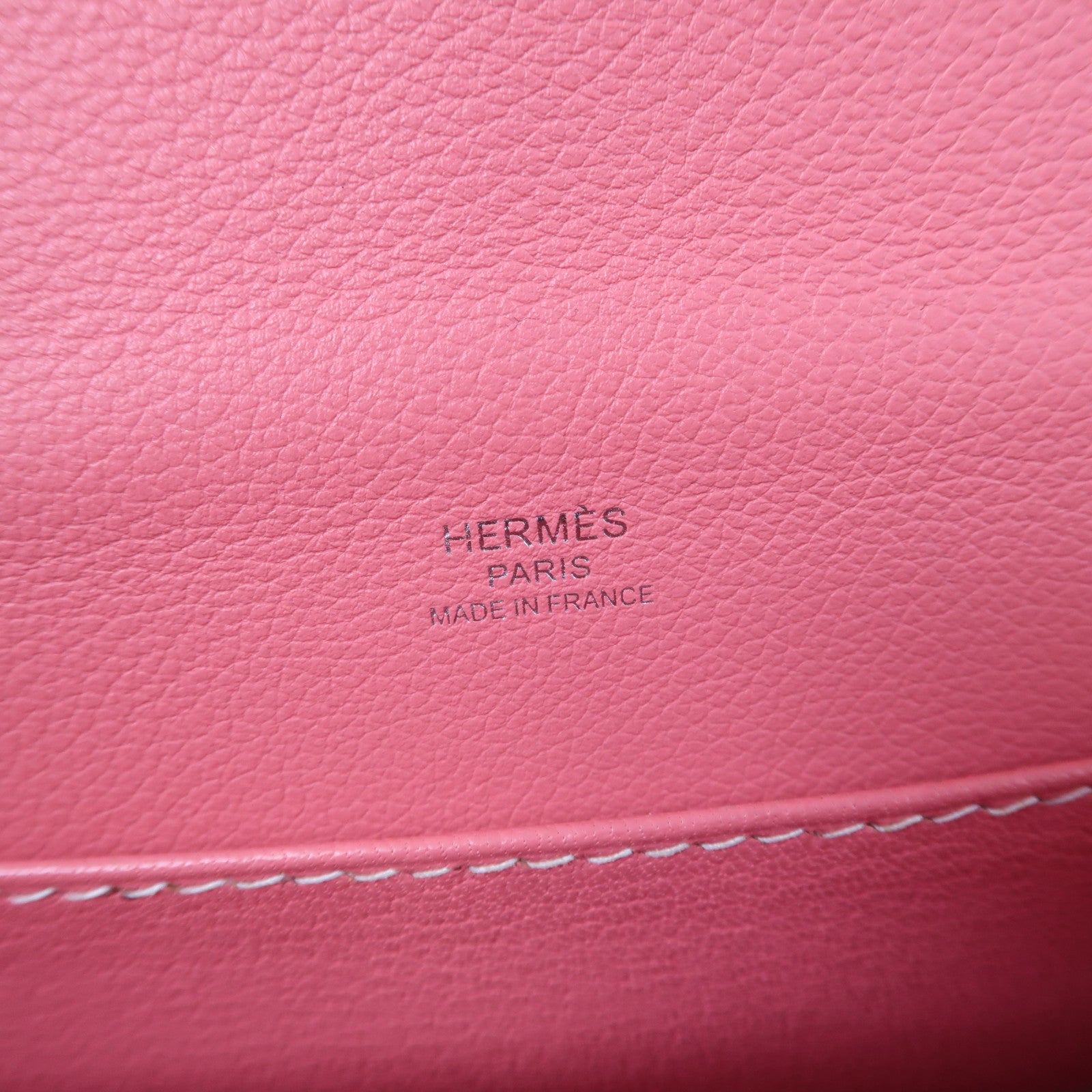 HERMES 【激減優惠】Evercolor皮革Roulis 23銀扣肩背袋粉紅色