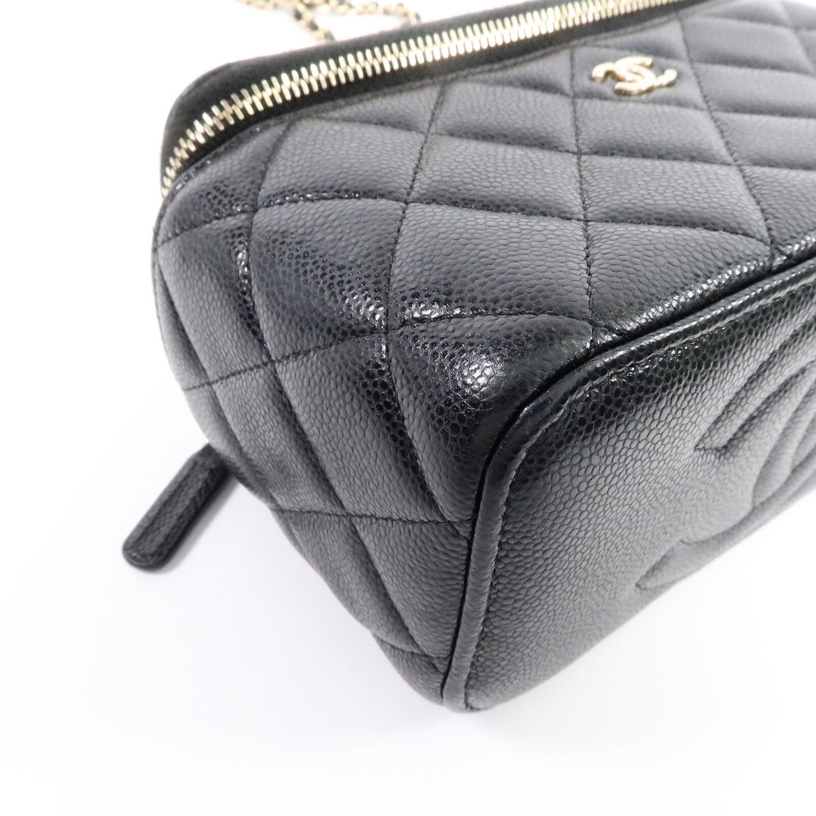 CHANEL 牛皮皮革Vanity Case鏈帶肩背袋