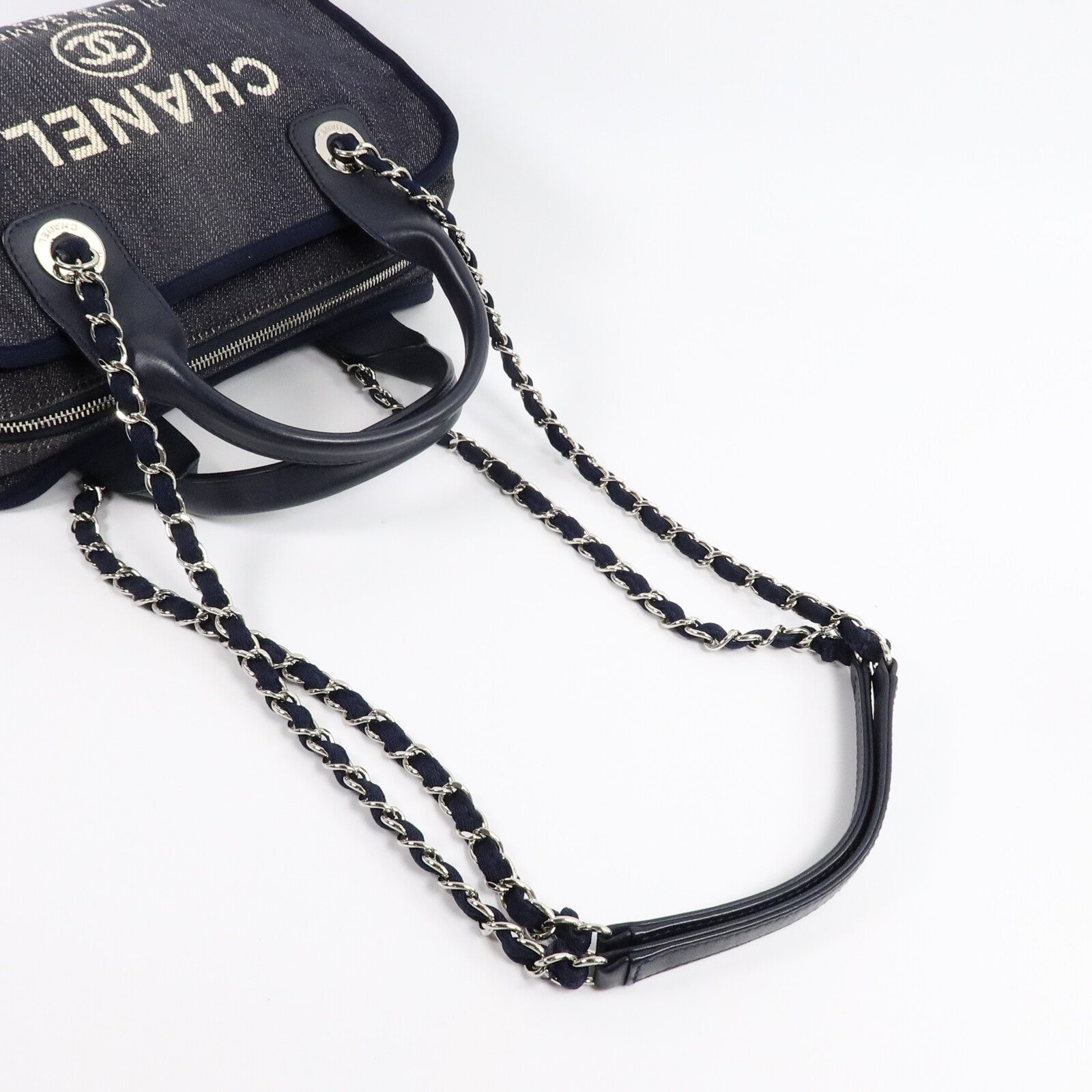 CHANEL 牛仔布Deauville Chain Tote手挽肩背兩用袋