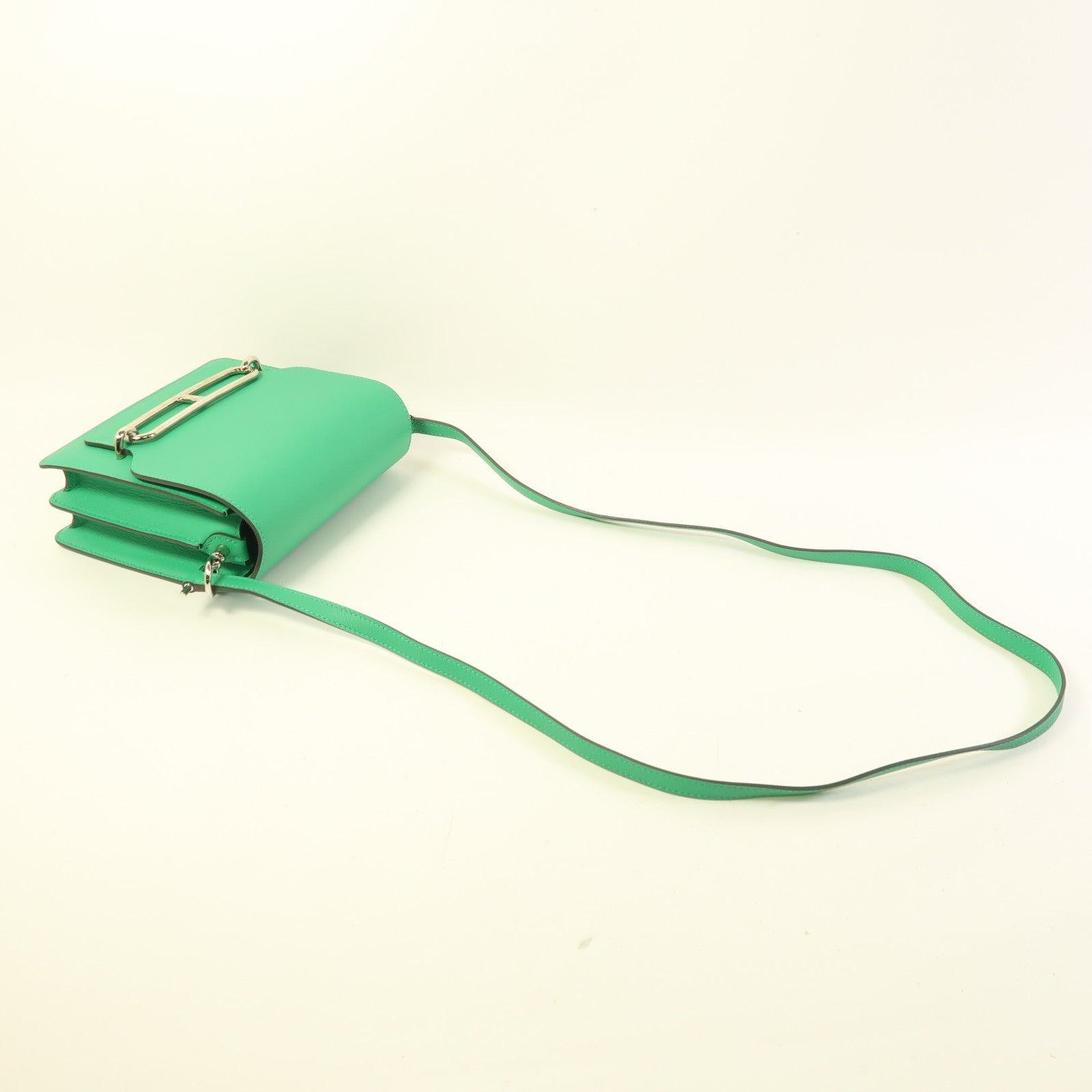 HERMES Evercolor皮革Roulis Mini銀扣肩背袋Menthe