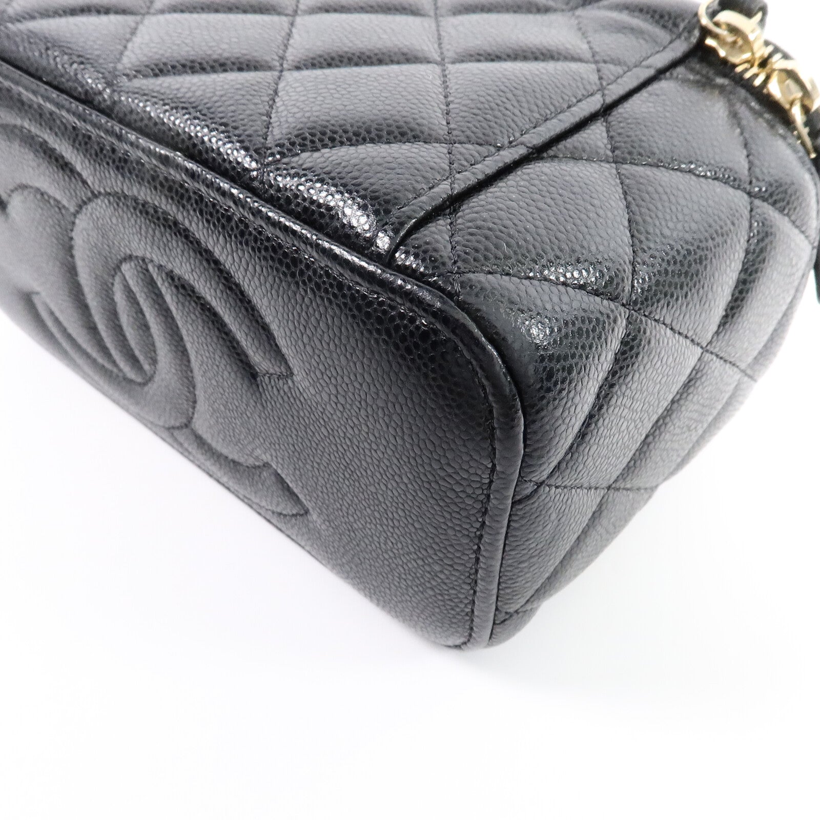 CHANEL 牛皮皮革Vanity Case鏈帶肩背袋