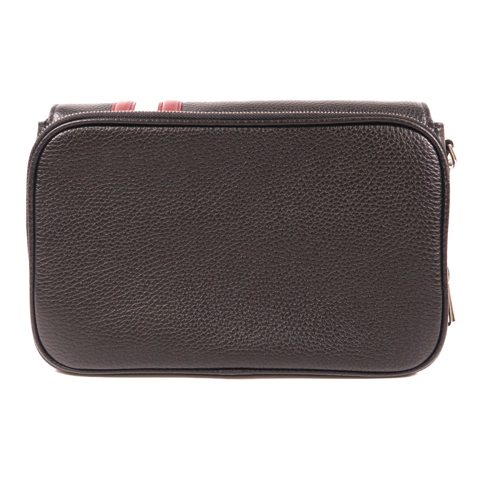 BALLY SHW Pouch Calfskin Leather Black/Red/White