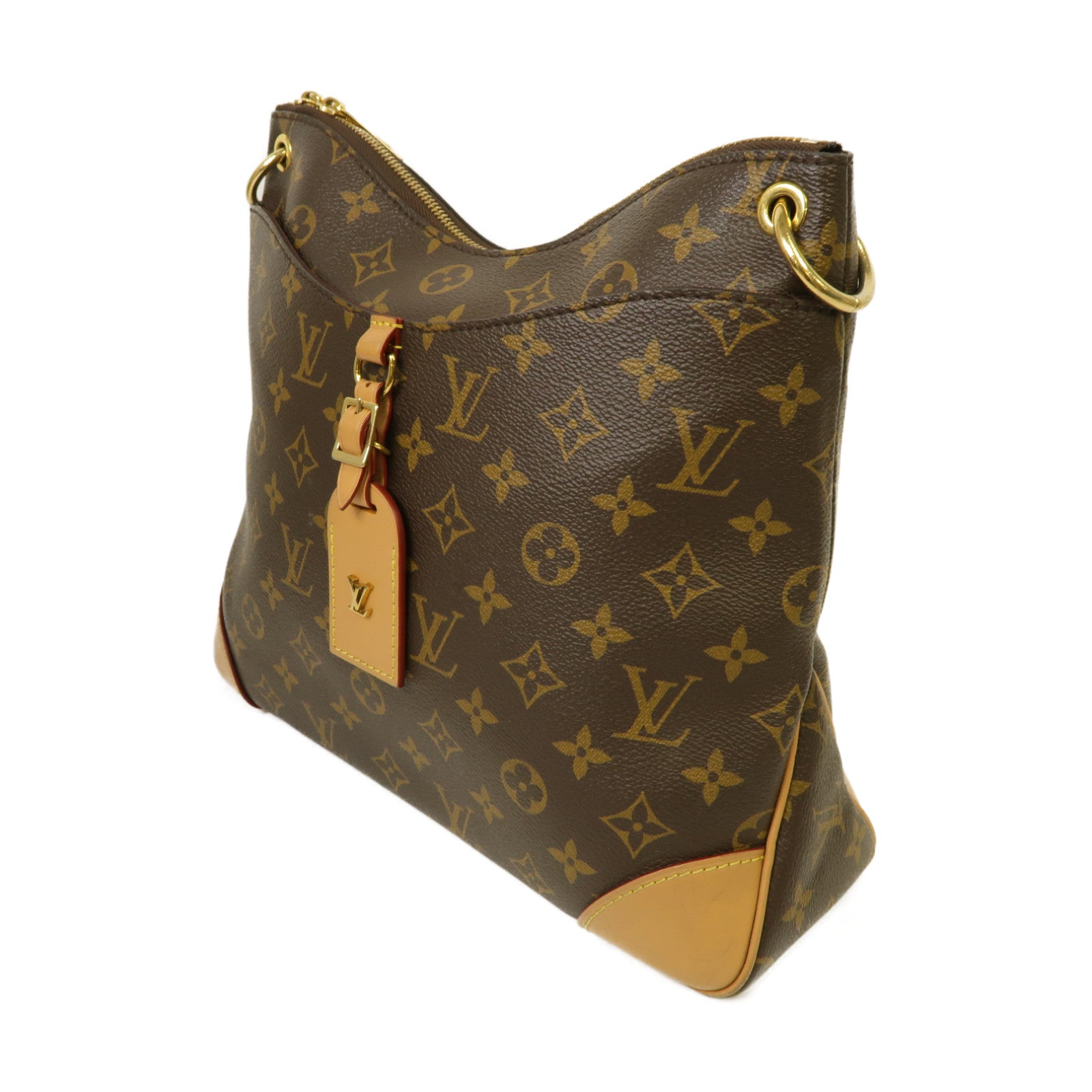 LOUIS VUITTON Monogram Odeon金扣肩背袋棕色