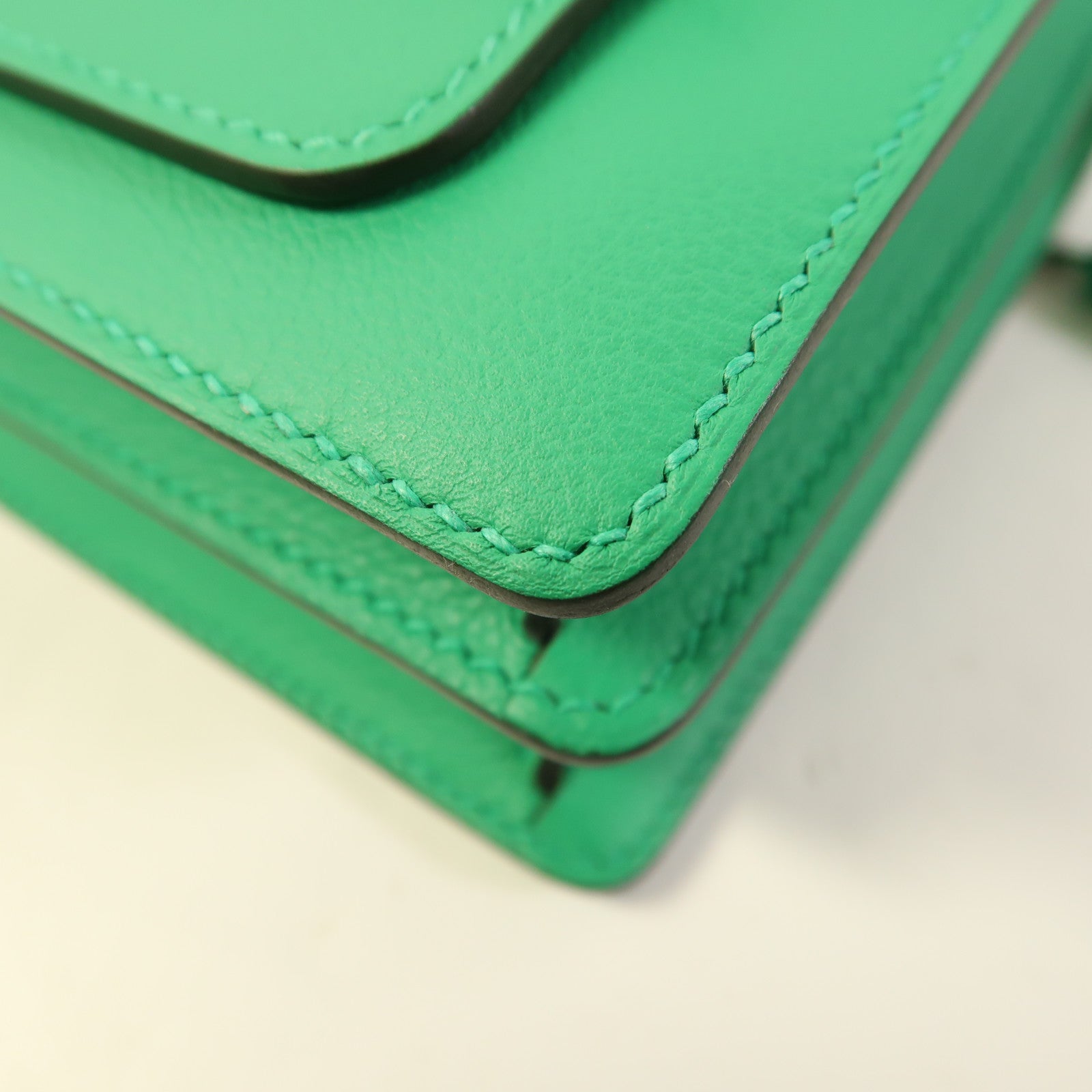 HERMES Evercolor皮革Roulis Mini銀扣肩背袋Menthe