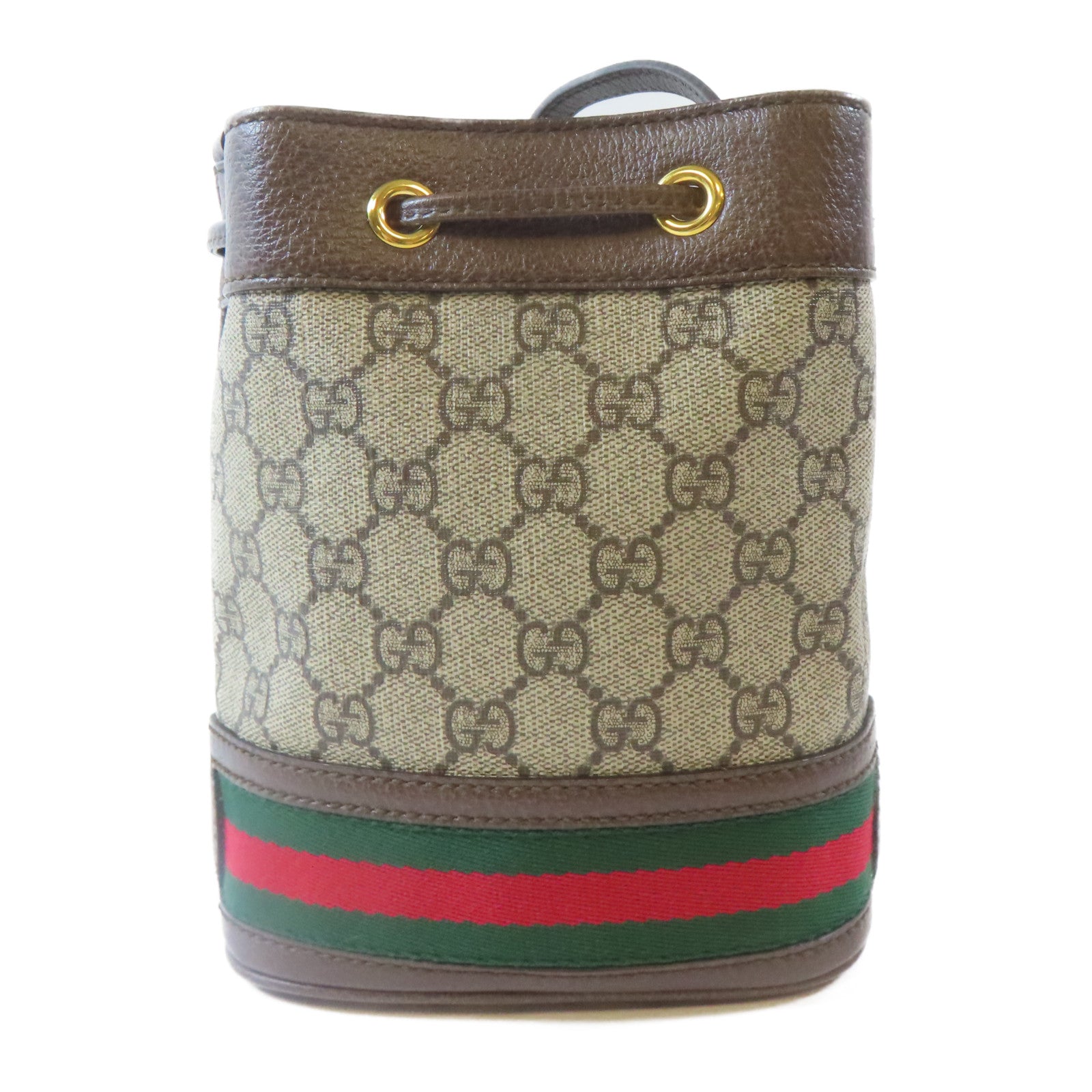GUCCI 塗層帆布Ophidia Mini Bucket金扣肩背袋啡色
