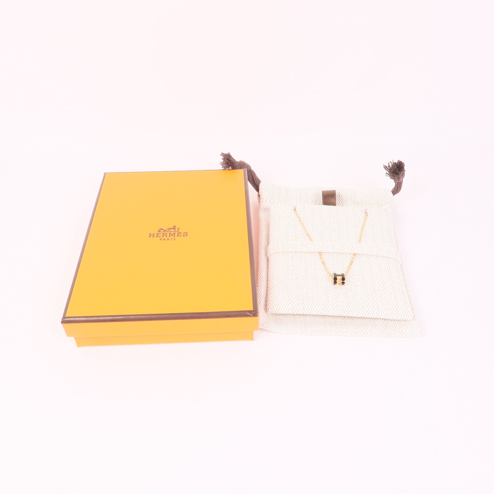 HERMES 金屬Mini Pop H Pendant項鍊Noir