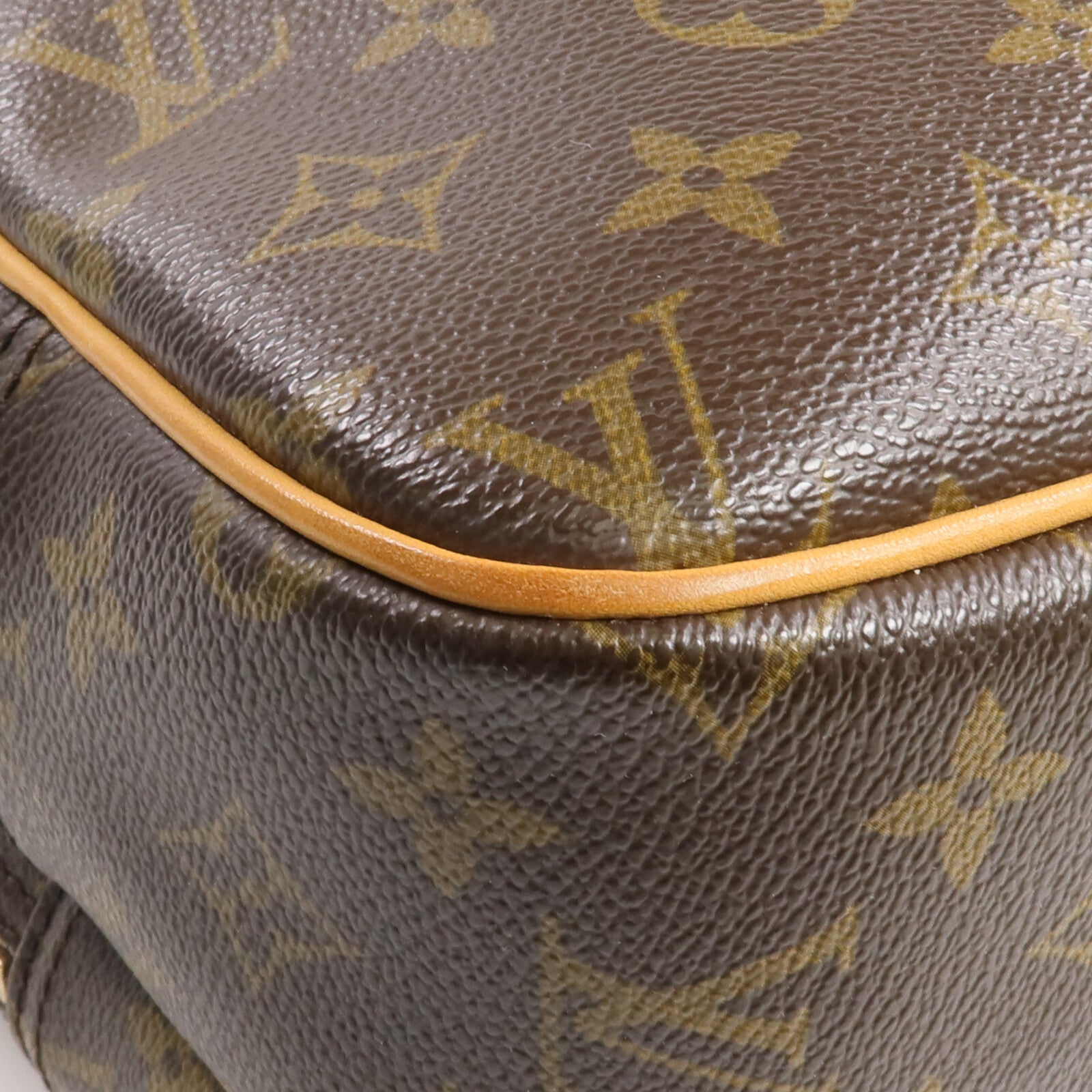 LOUIS VUITTON Monogram Reporter PM金扣肩背袋棕色