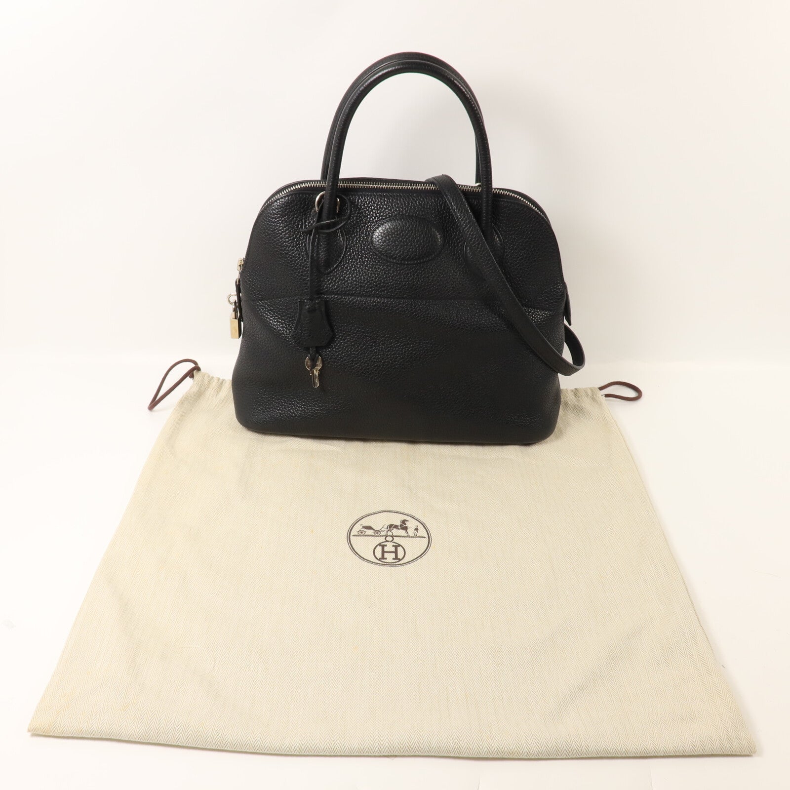 HERMES Clemence皮革Bolide 31手挽袋Noir