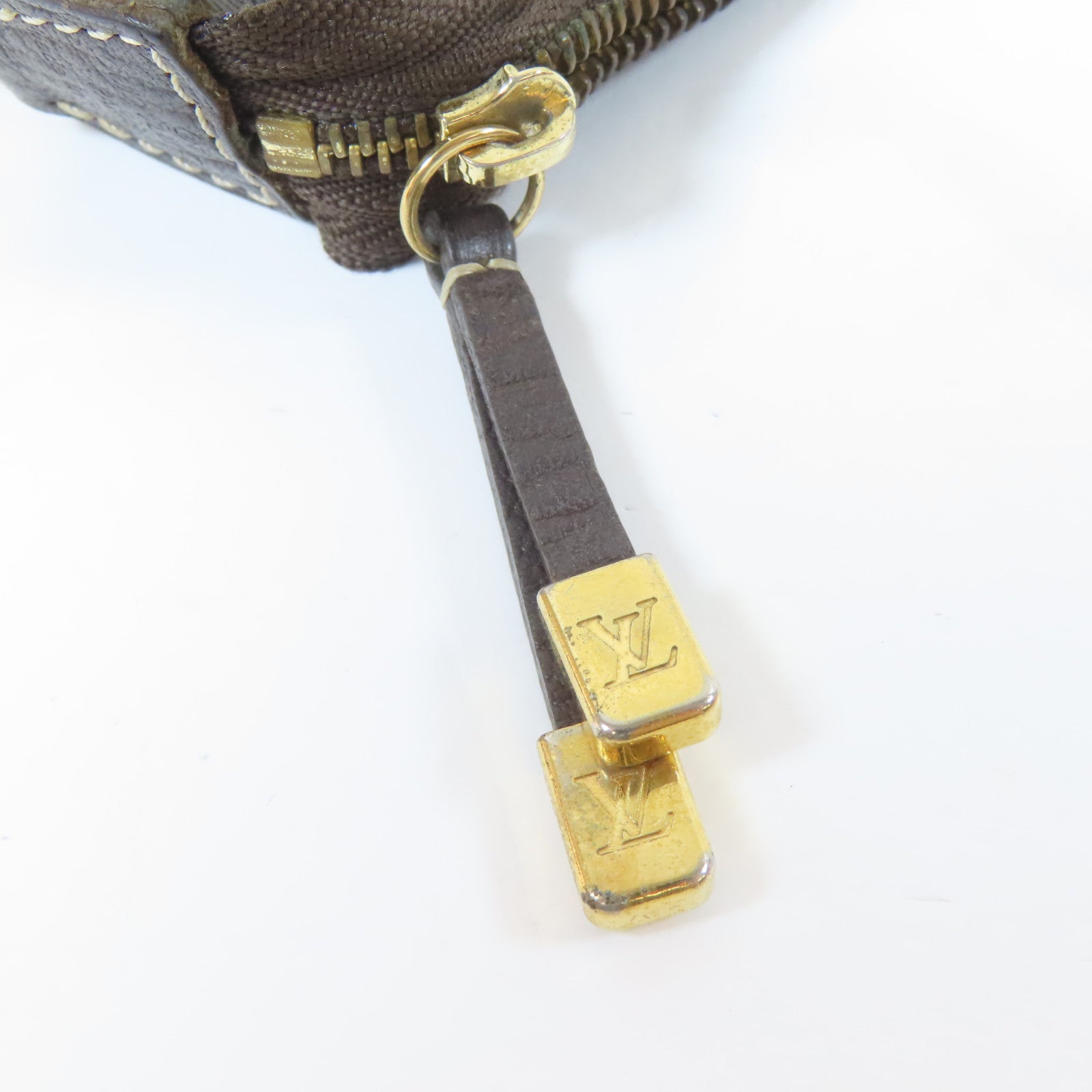 LOUIS VUITTON Monogram Mini Lin Mini Pochette Accessoires金扣手拿包啡色