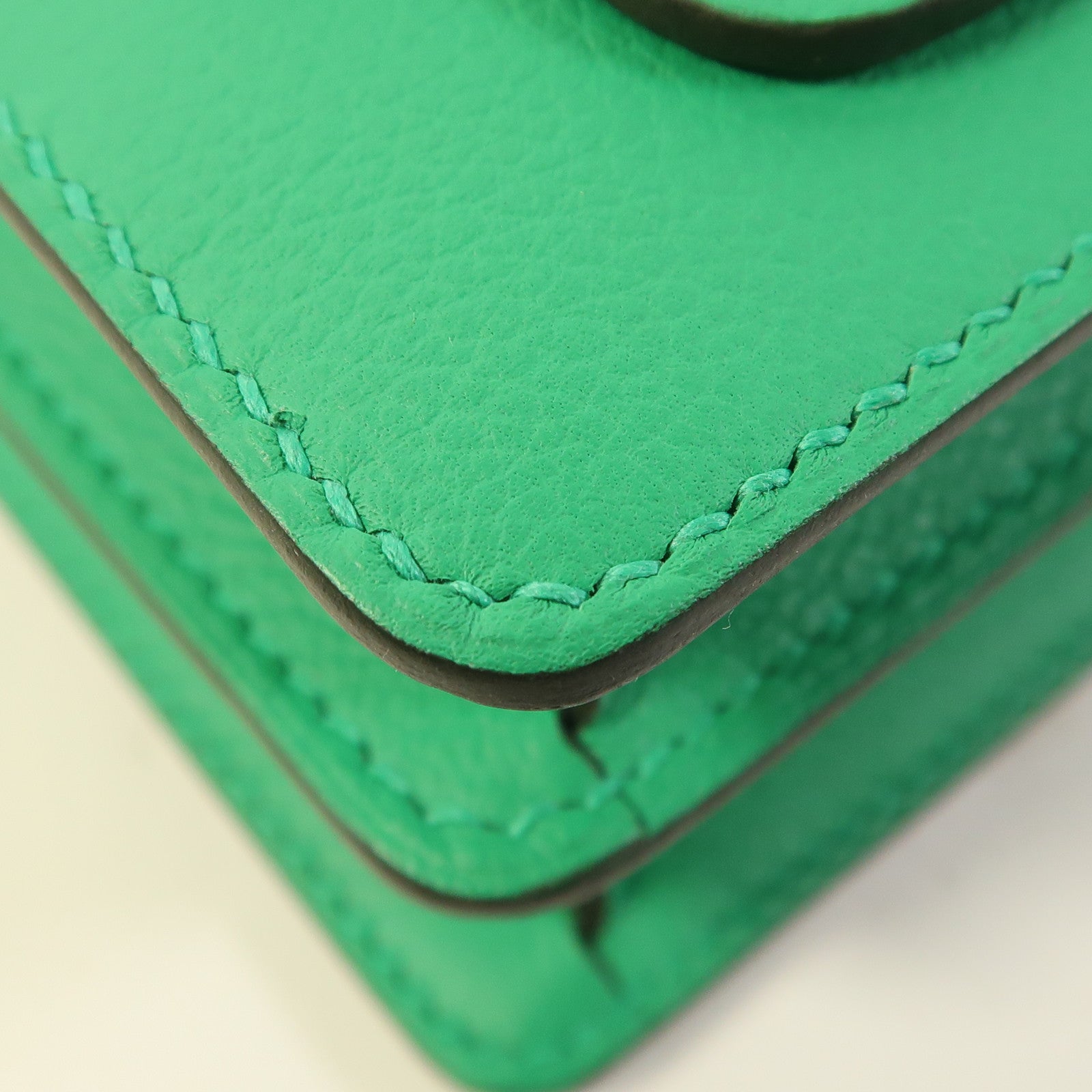 HERMES Evercolor皮革Roulis Mini銀扣肩背袋Menthe