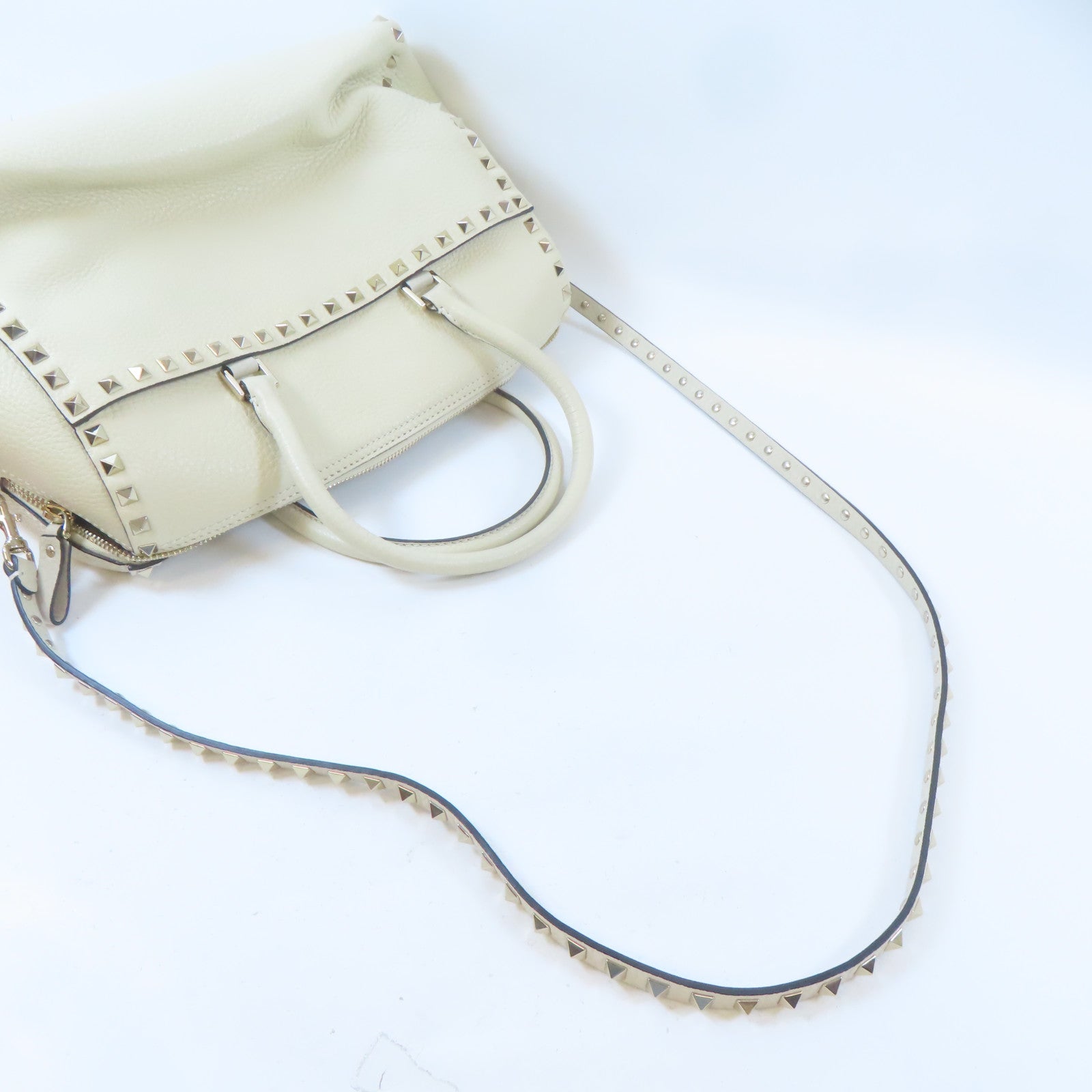 Valentino 牛皮皮革Shoulder Bag手挽肩背兩用袋米色