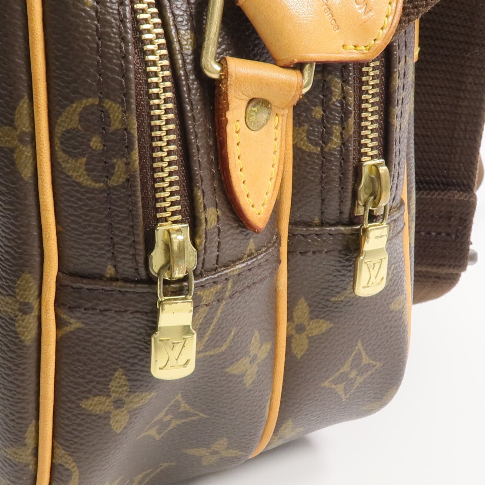 LOUIS VUITTON Monogram Reporter PM金扣肩背袋棕色
