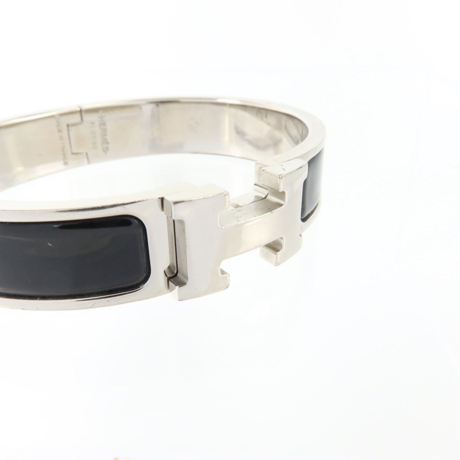HERMES 金屬/琺瑯Clic H Bracelet銀扣手鏈