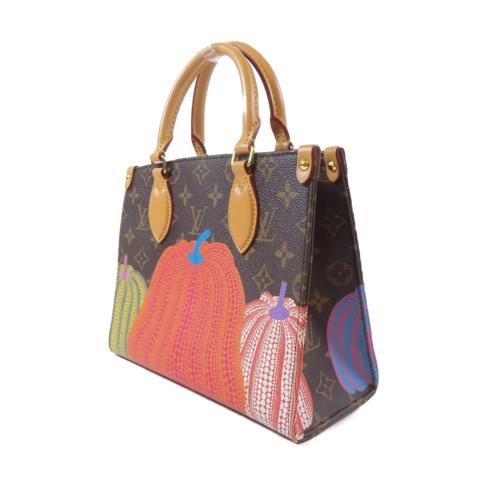 LOUIS VUITTON Monogram LV X YK On The Go PM金扣手挽肩背兩用袋啡色