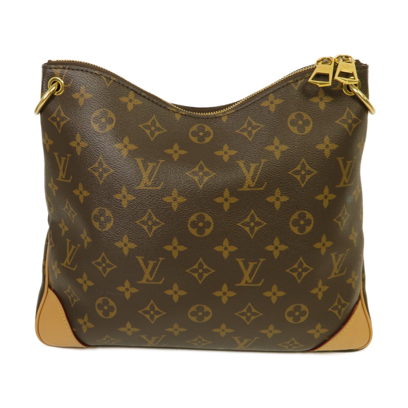 LOUIS VUITTON Monogram Odeon金扣肩背袋棕色